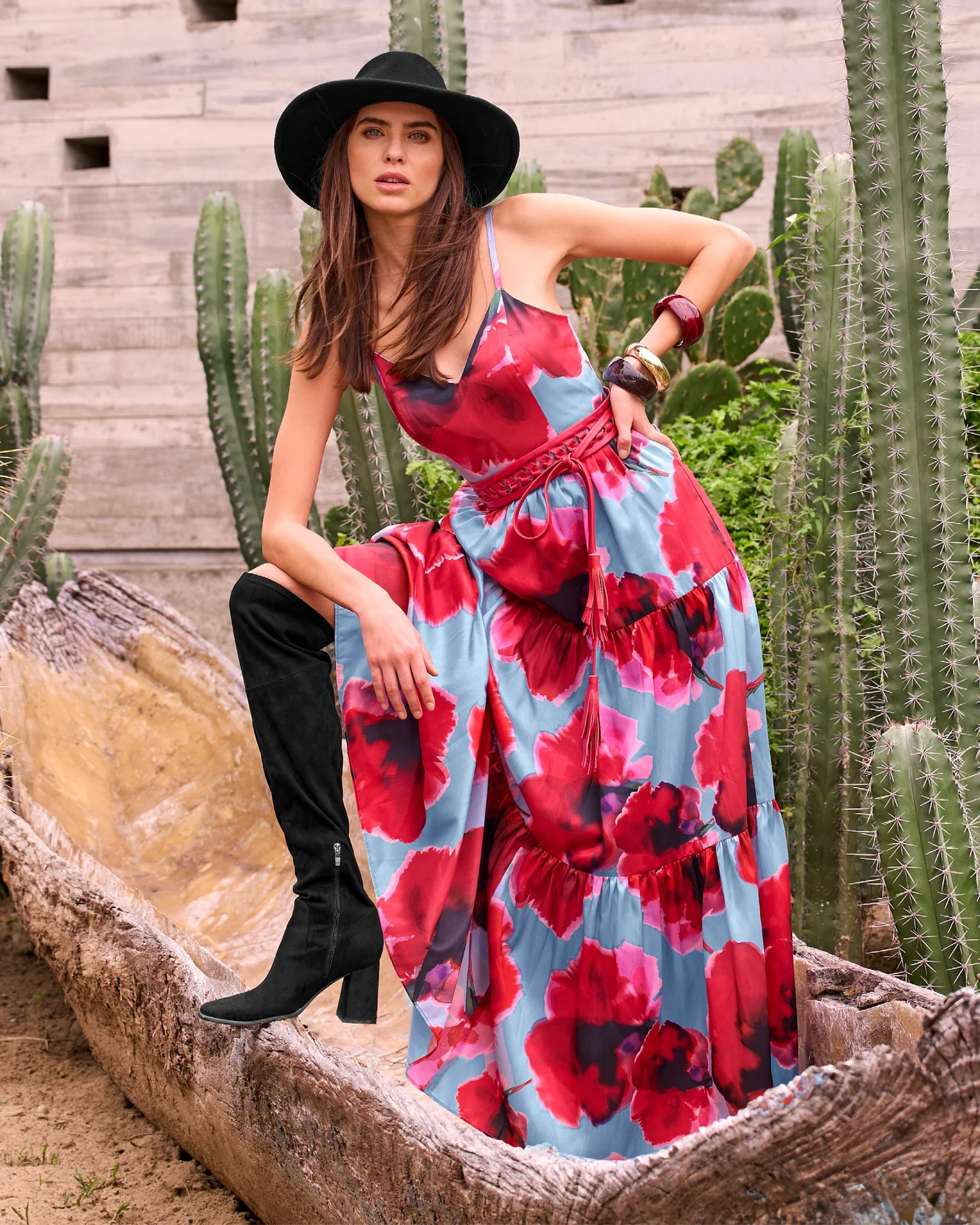 Watercolor Floral Tiered Maxi Gown Blue Multi - Futureuc