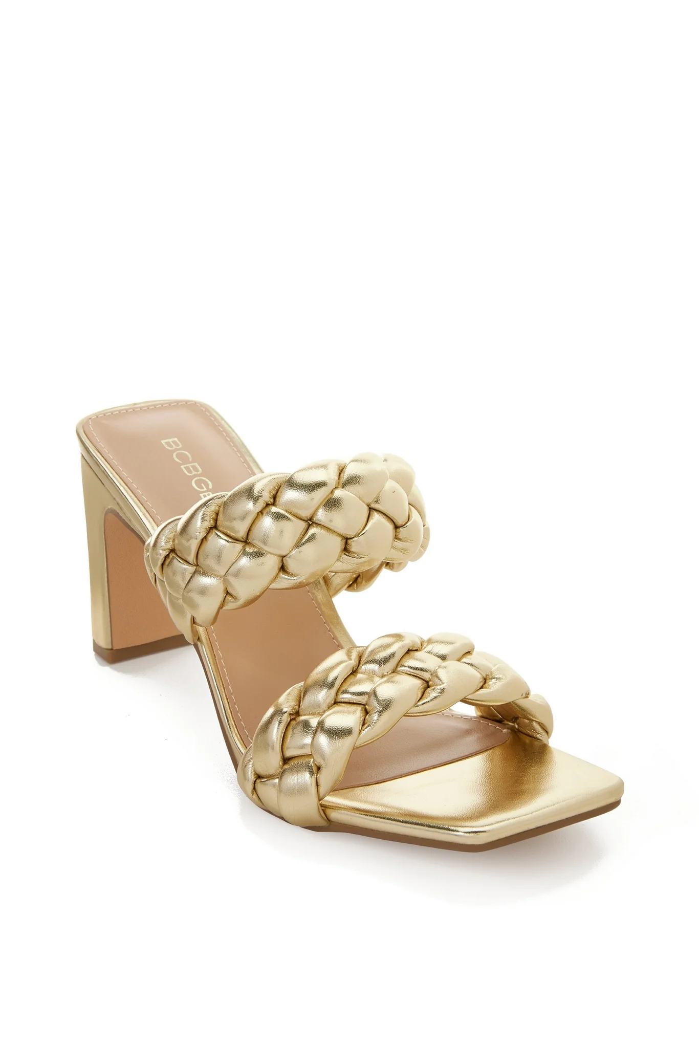 Woven Braided Block Heel Gold - Futureuc