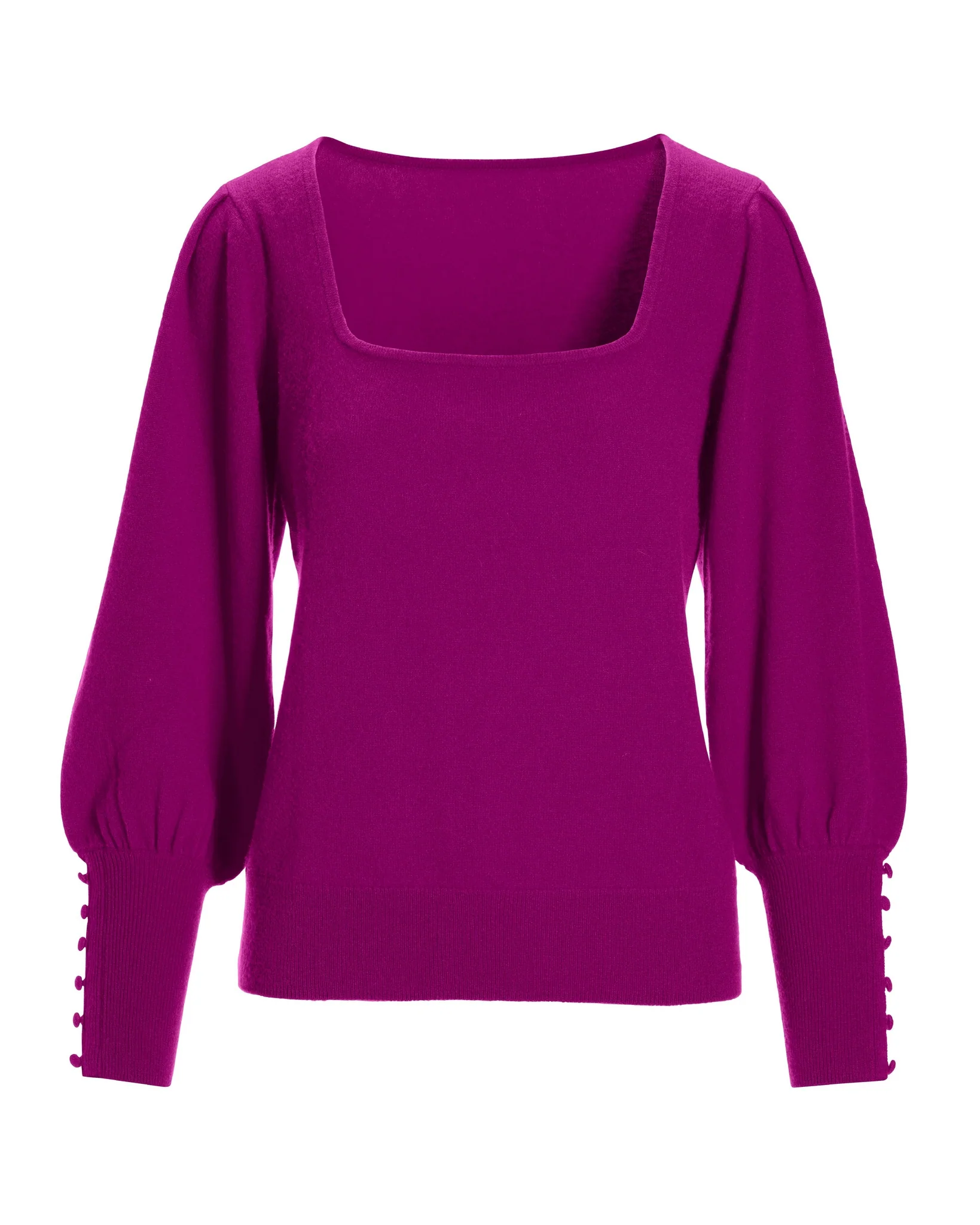 Cashmere Square Neck Button Cuff Sweater Purple - Futureuc
