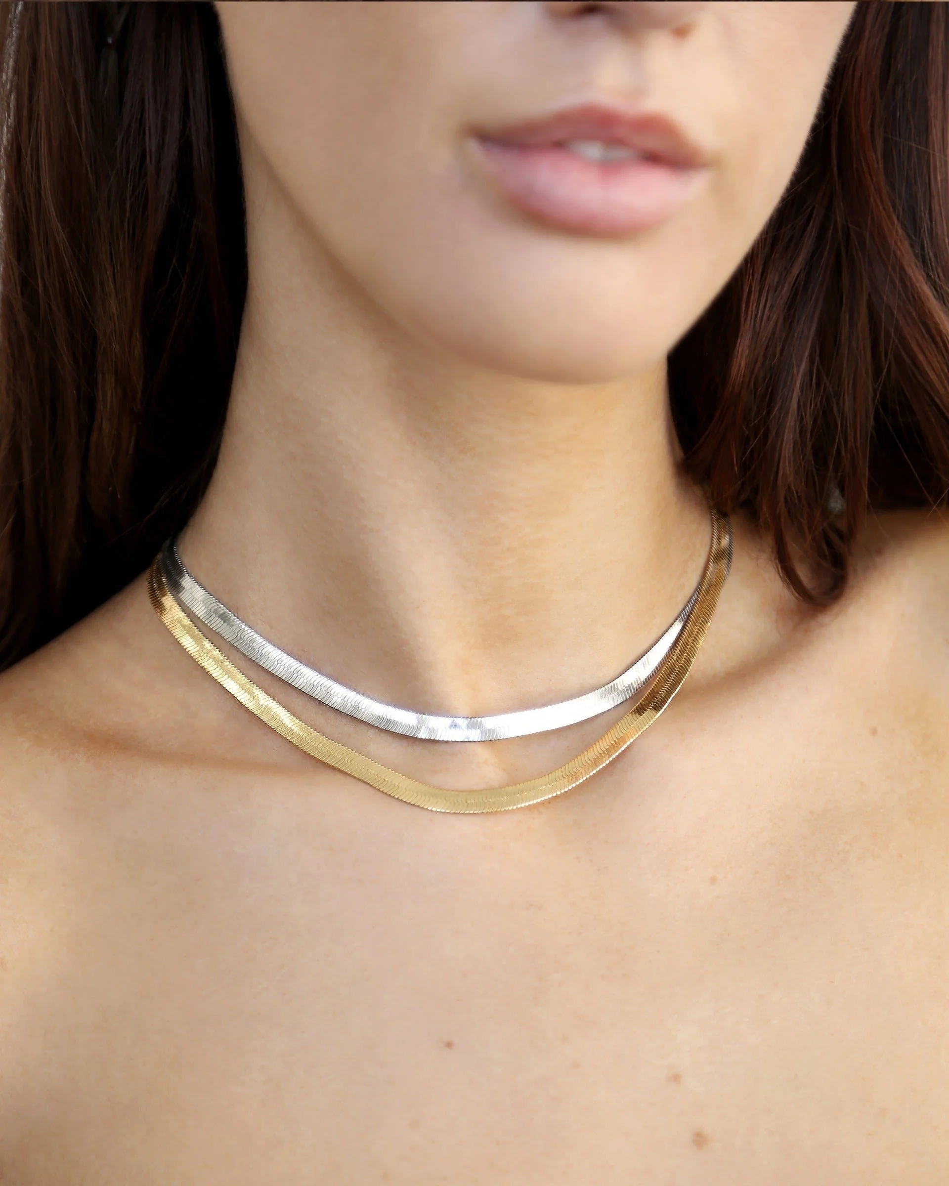 Brooklyn Flat Herringbone Chain Necklace - Futureuc