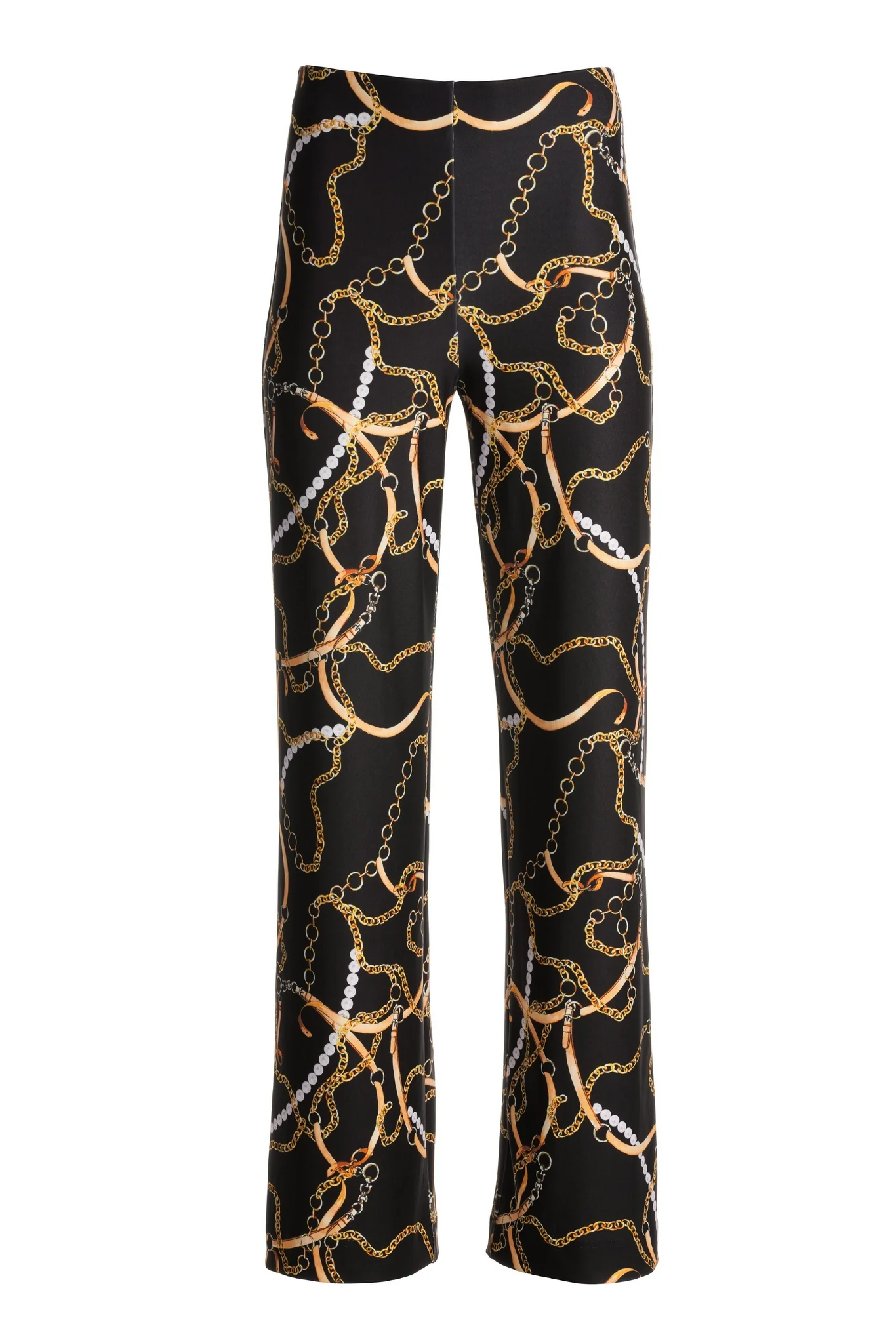 Beyond Travel Status Pearls Print Palazzo Pant Black Multi - Futureuc