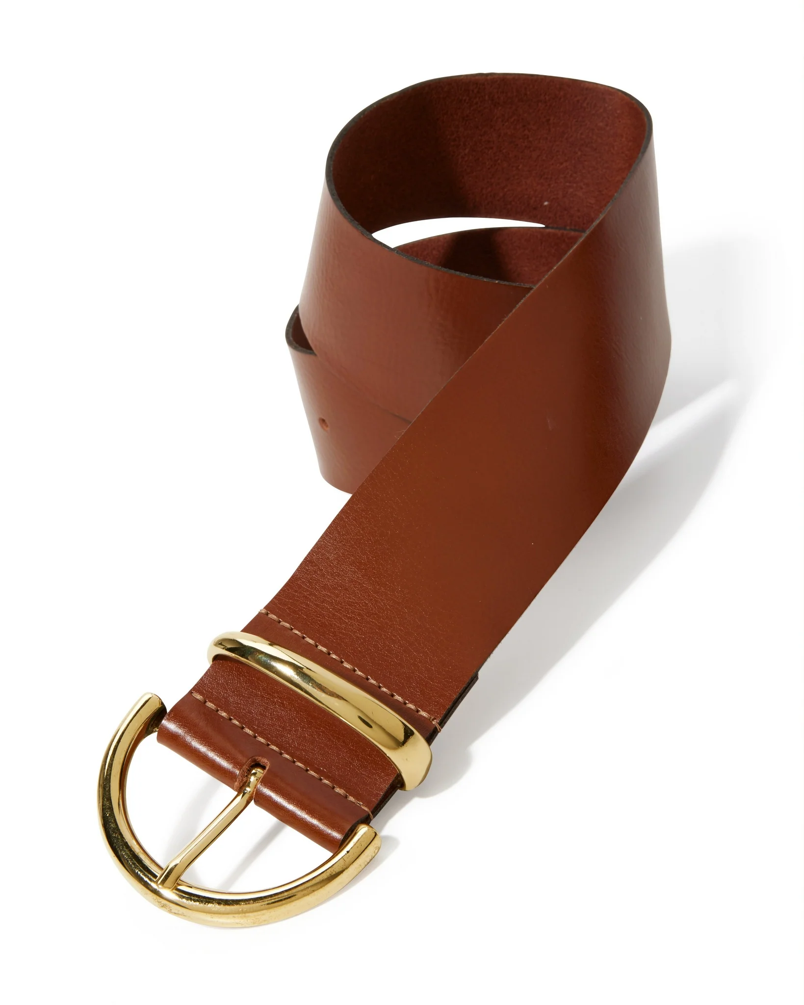 Wide Waist Leather Belt Brown - Futureuc