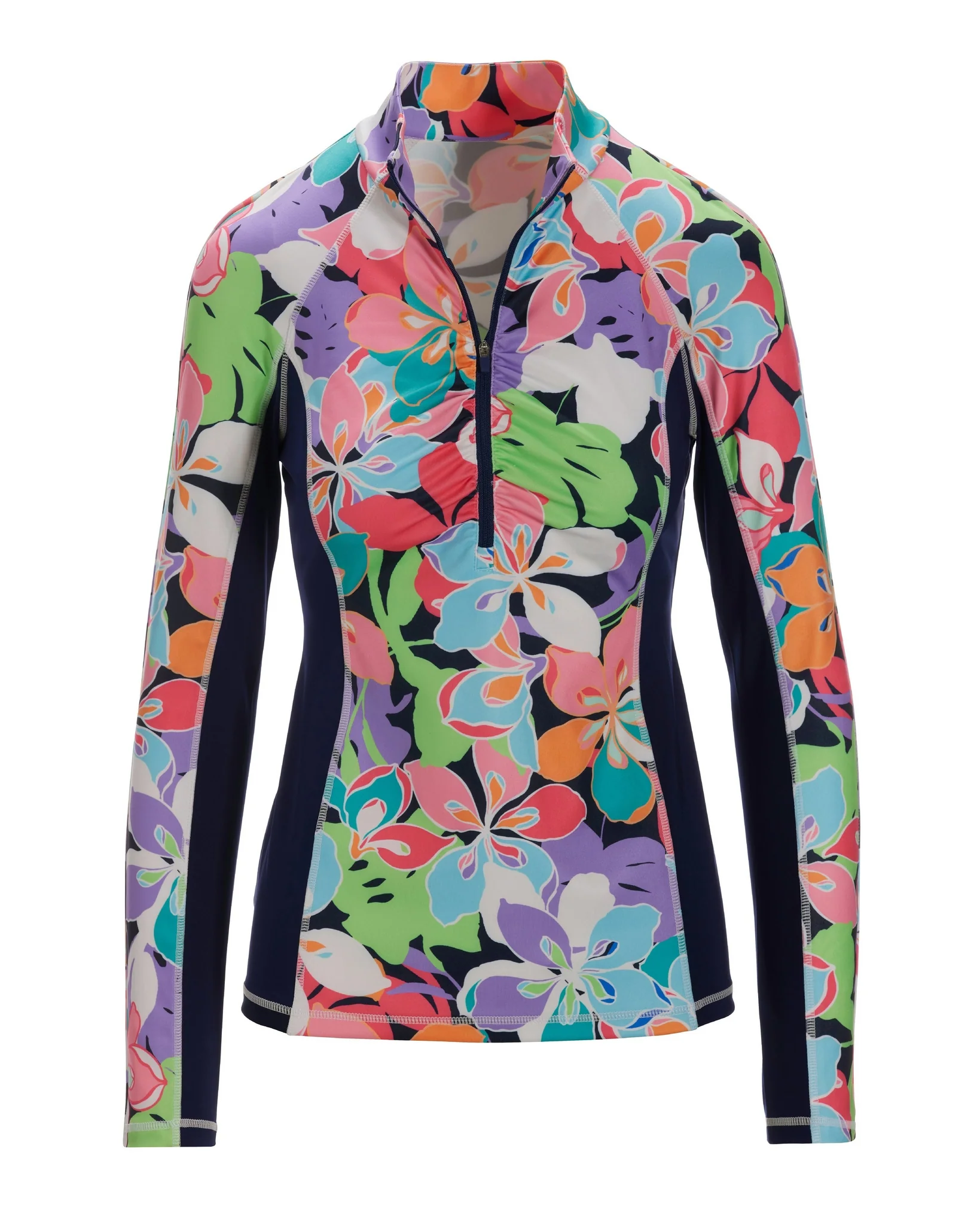 B-Active Bright Abstract Print Half-Zip Sport Top Multi - Futureuc