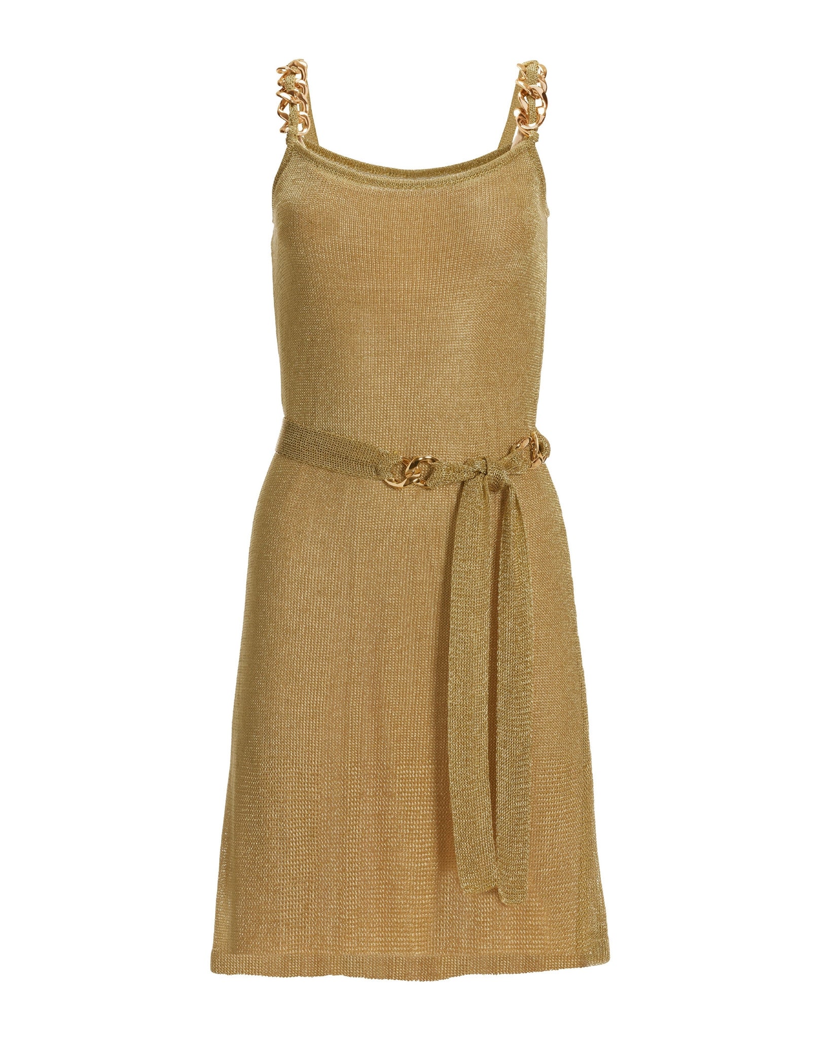 Chain Detail Metallic Crochet Dress Gold - Futureuc