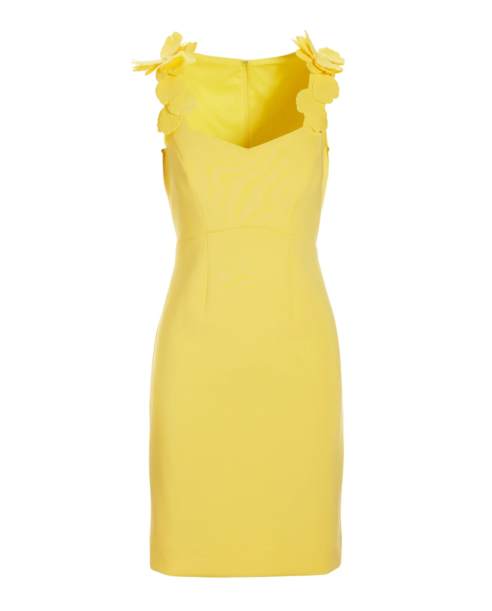 3D Floral Strap Scuba Sheath Dress Lemon Drop - Futureuc