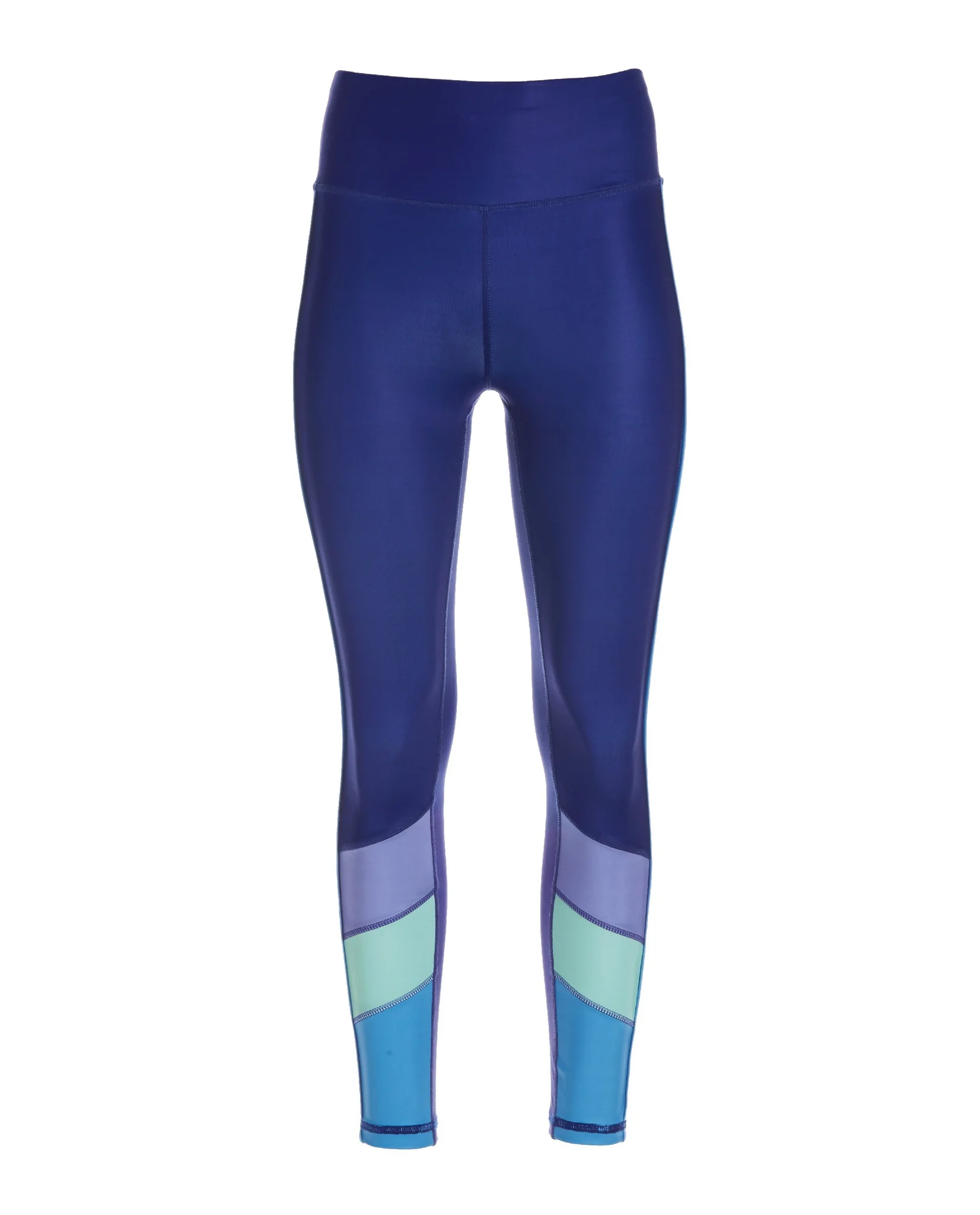 B Active Color Block High Waist Legging Blue Multi - Futureuc