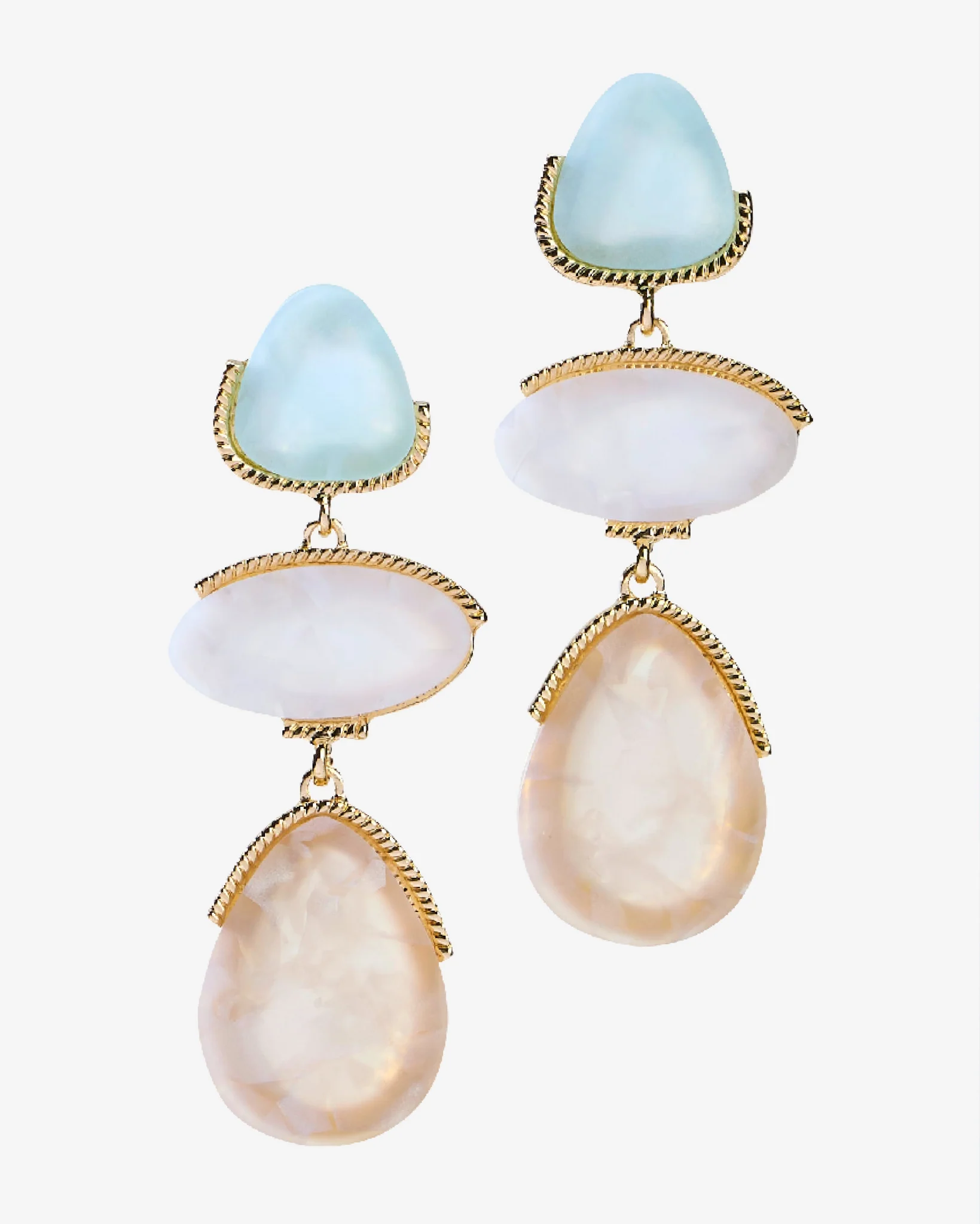 Acrylic Three Stone Earring Blue - Futureuc