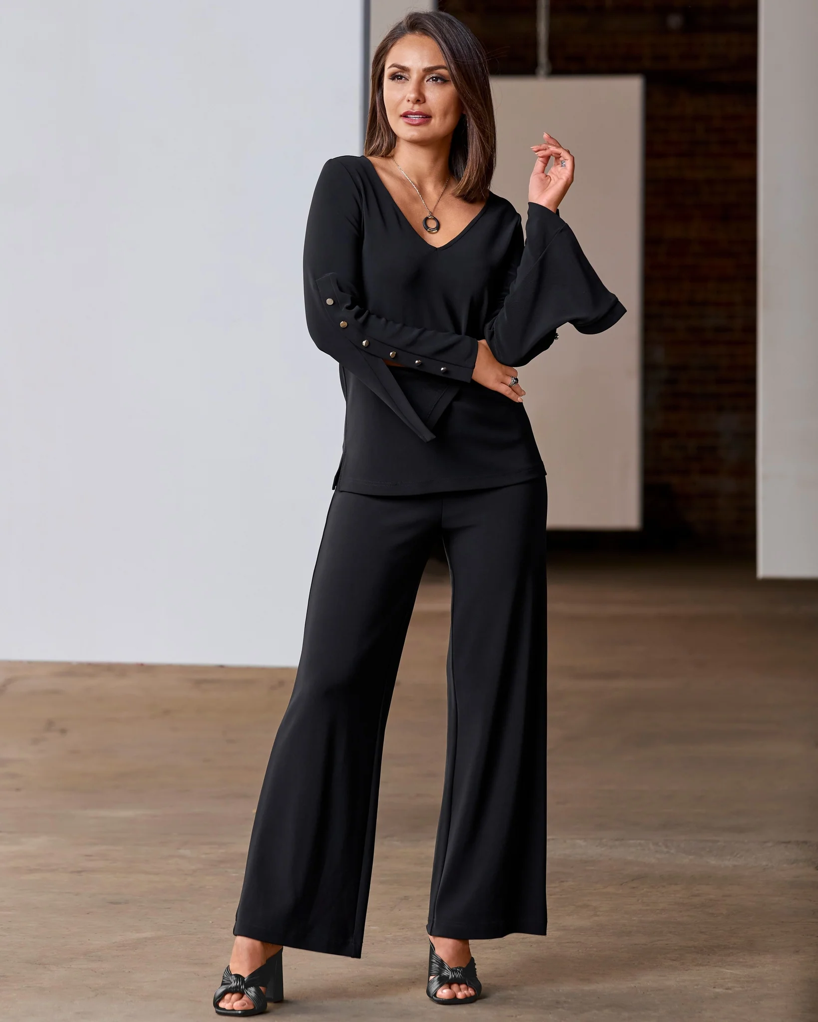 Beyond Travel Palazzo Pant Jet Black - Futureuc