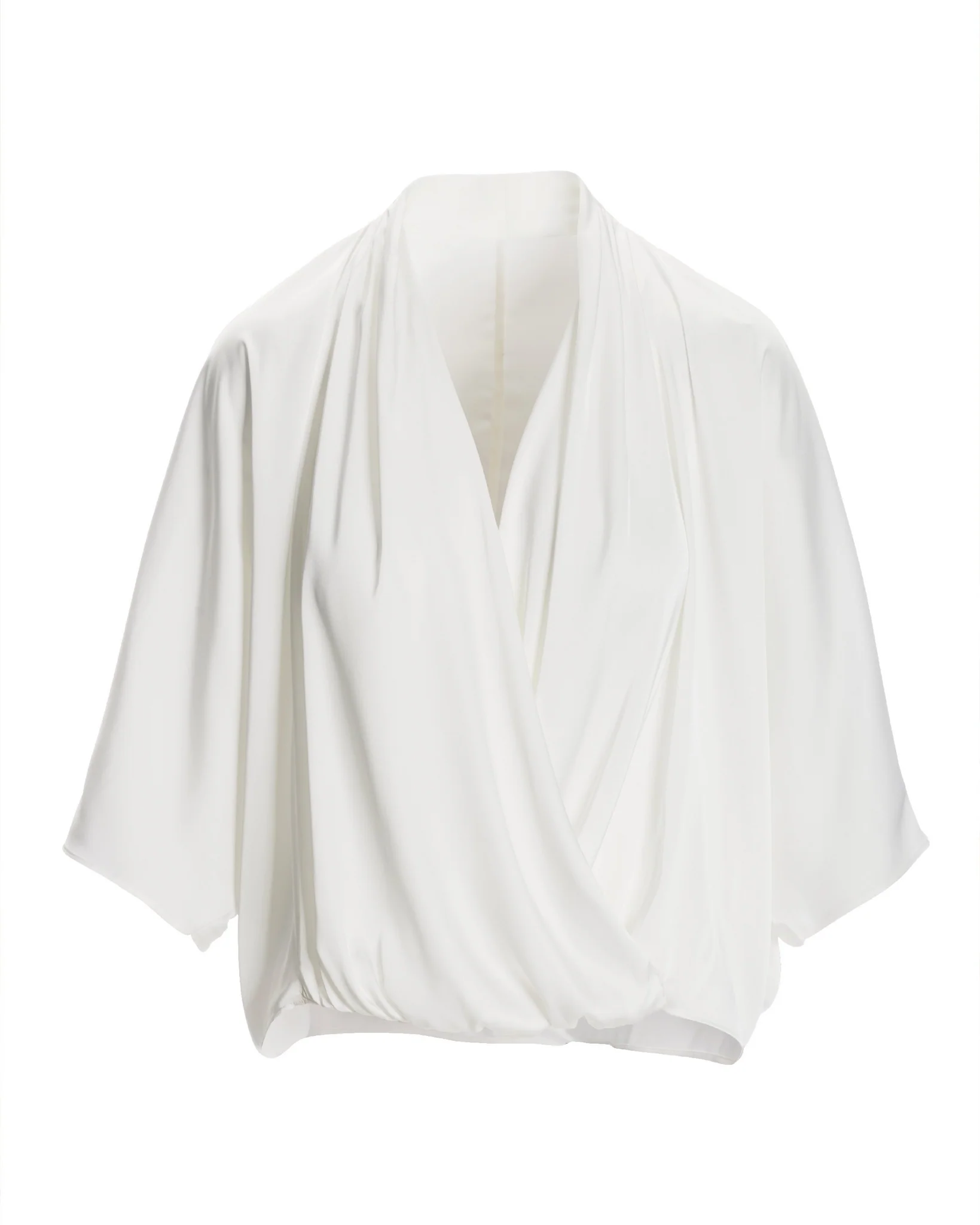 Whitney Draped Surplice Charmeuse Blouse Off White - Futureuc