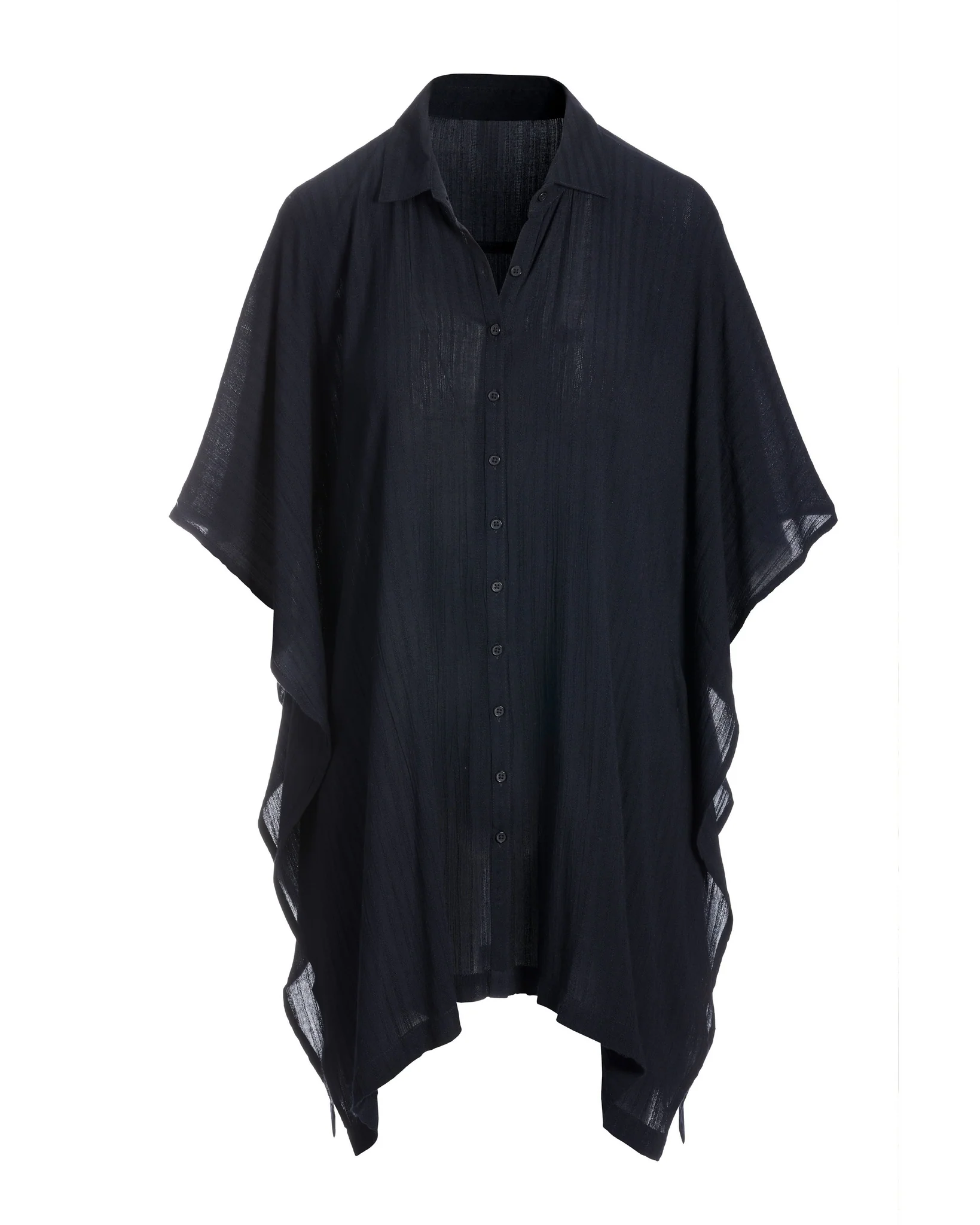 Tie Front Versatile Shirt And Cover Up Black - Futureuc