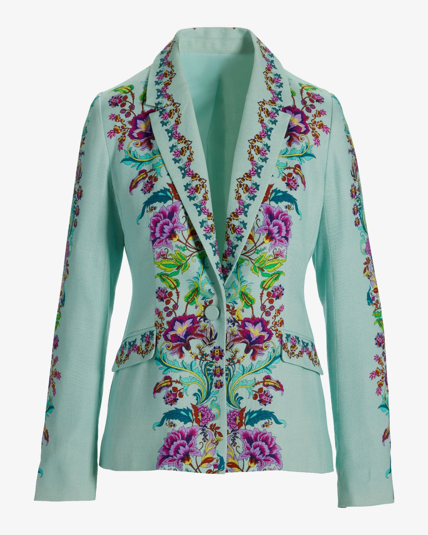 Viney Florals Placed Print Single Button Blazer Viney Florals - Futureuc