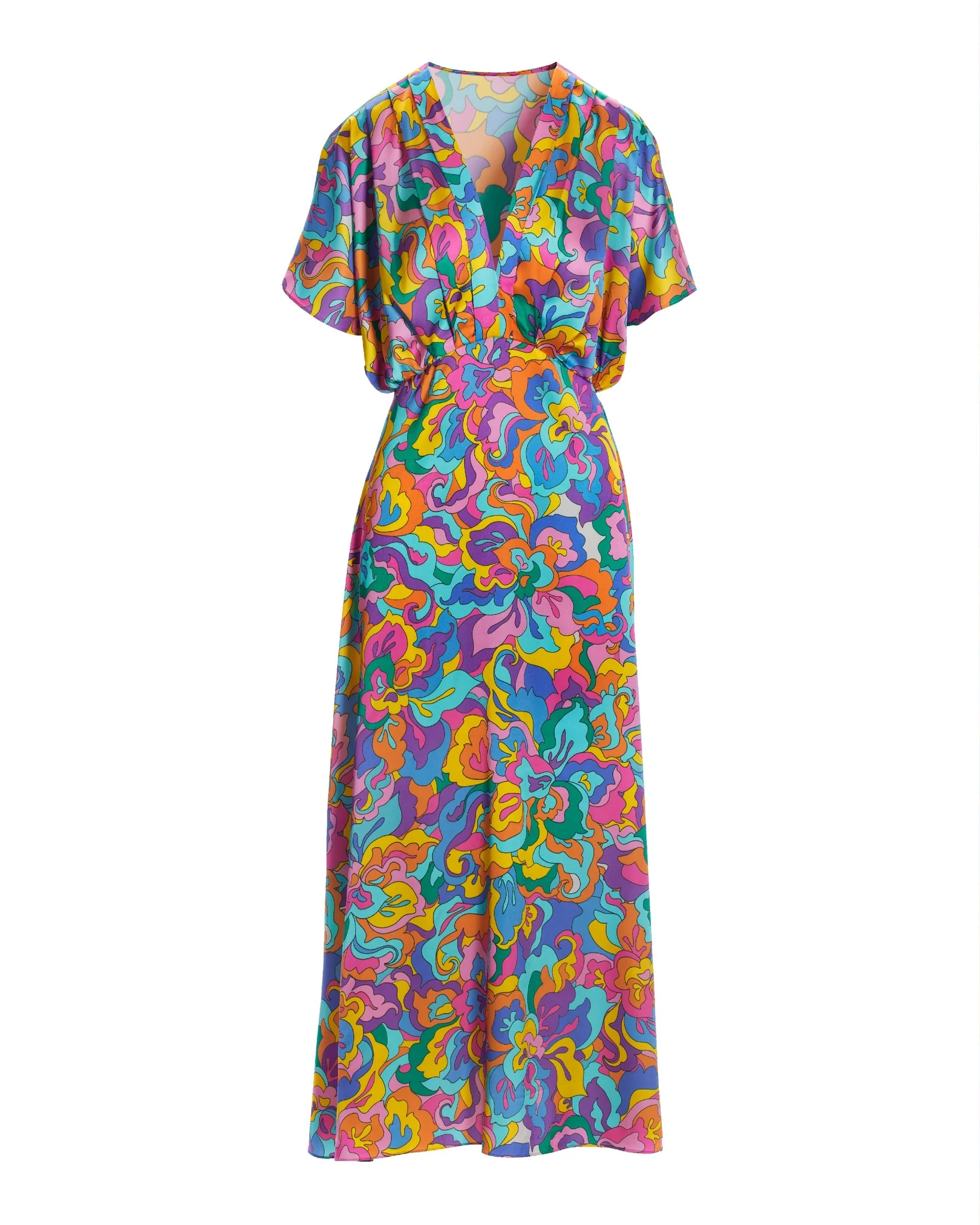 Abstract Sol Print V neck Maxi Dress Multi - Futureuc