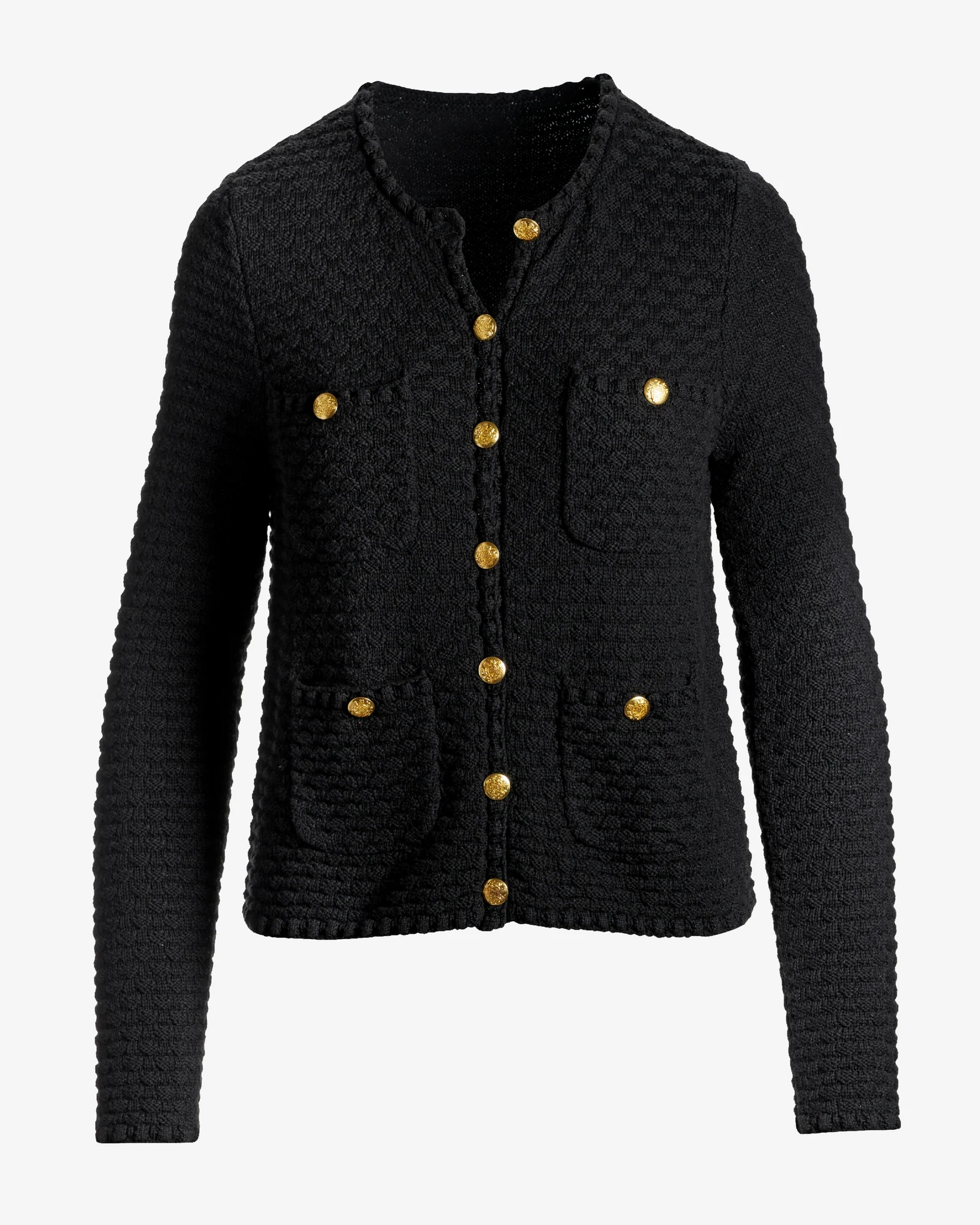 Button Detail Pocket Sweater Cardigan Black - Futureuc