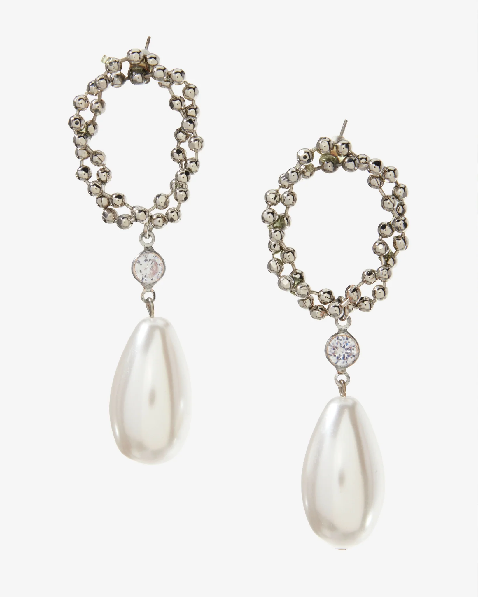 Beaded Pearl Drop Earring Silver/Pearl - Futureuc