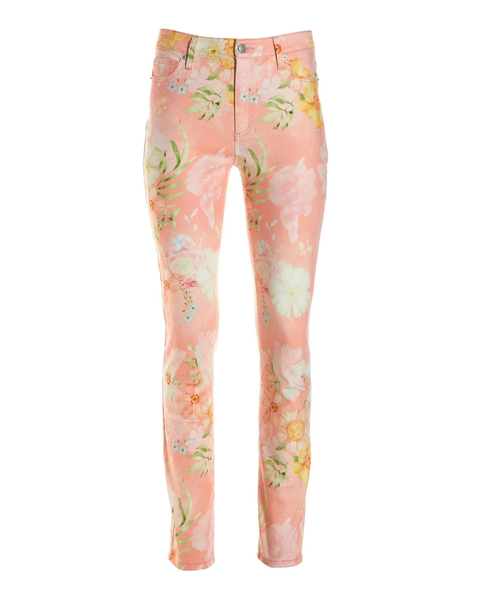 Vintage Blooms Print Slim Straight-Leg Jean Pink - Futureuc