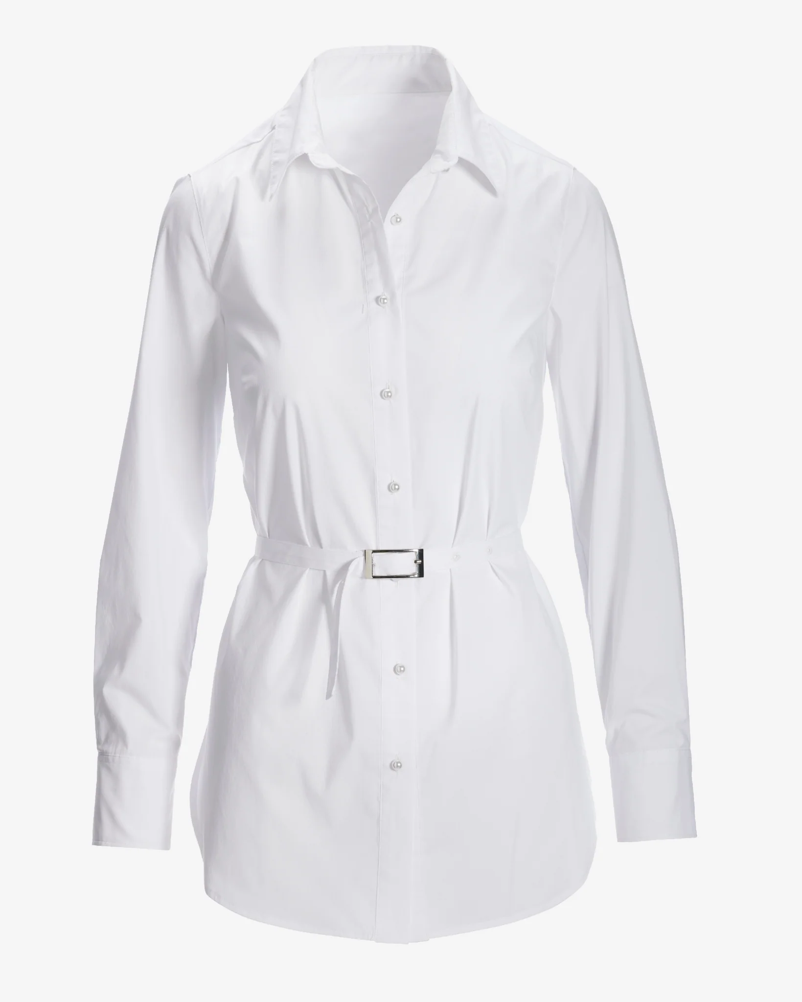 Belted Poplin Shirt White - Futureuc