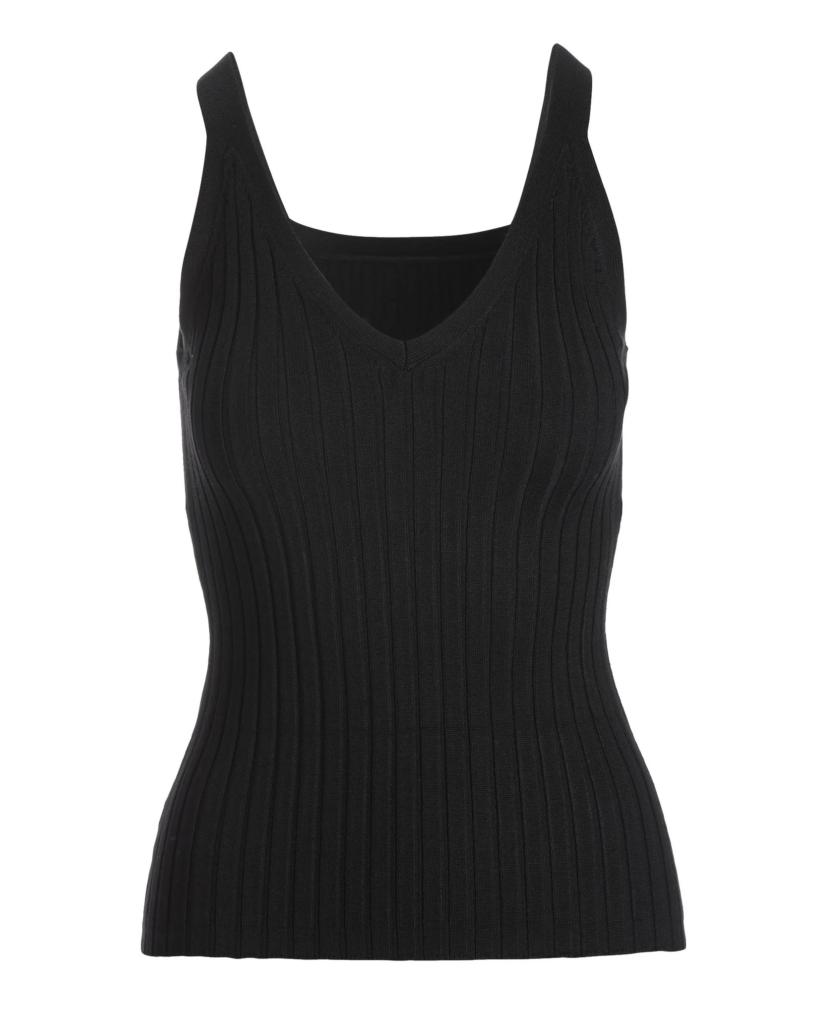 Wide Ribbed Sweater Tank Top Black - Futureuc