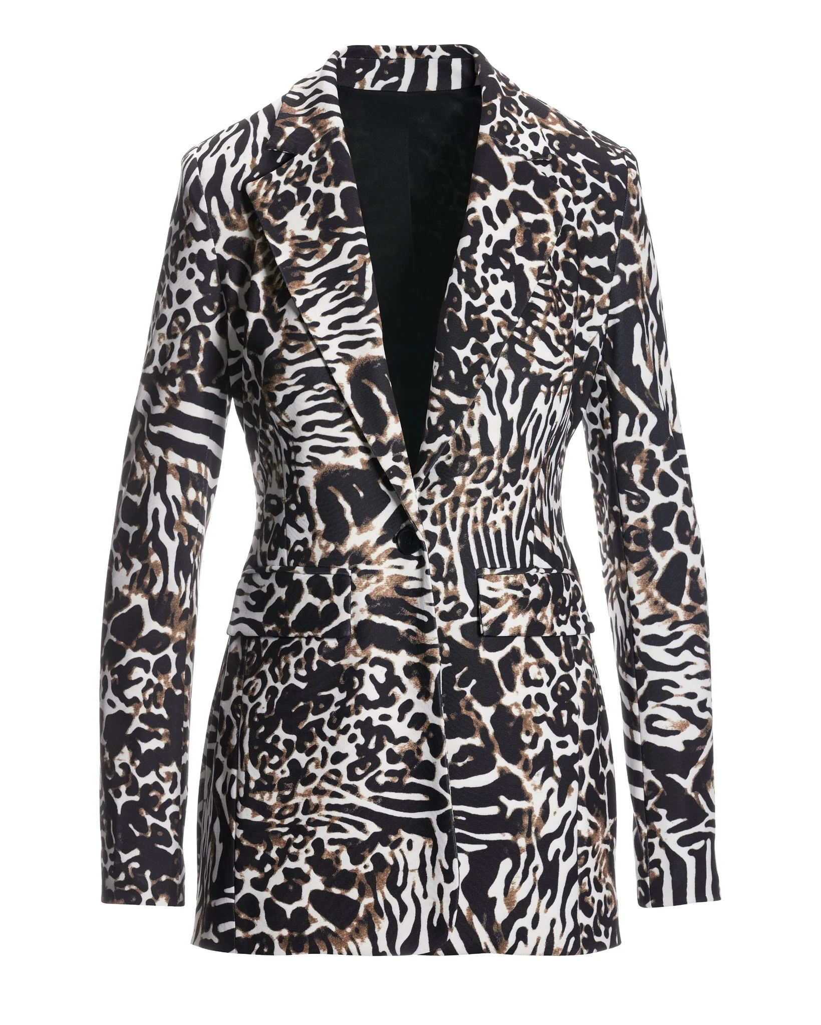 Beyond Travel Jungle Mix Print Classic Boyfriend Blazer Black Multi - Futureuc