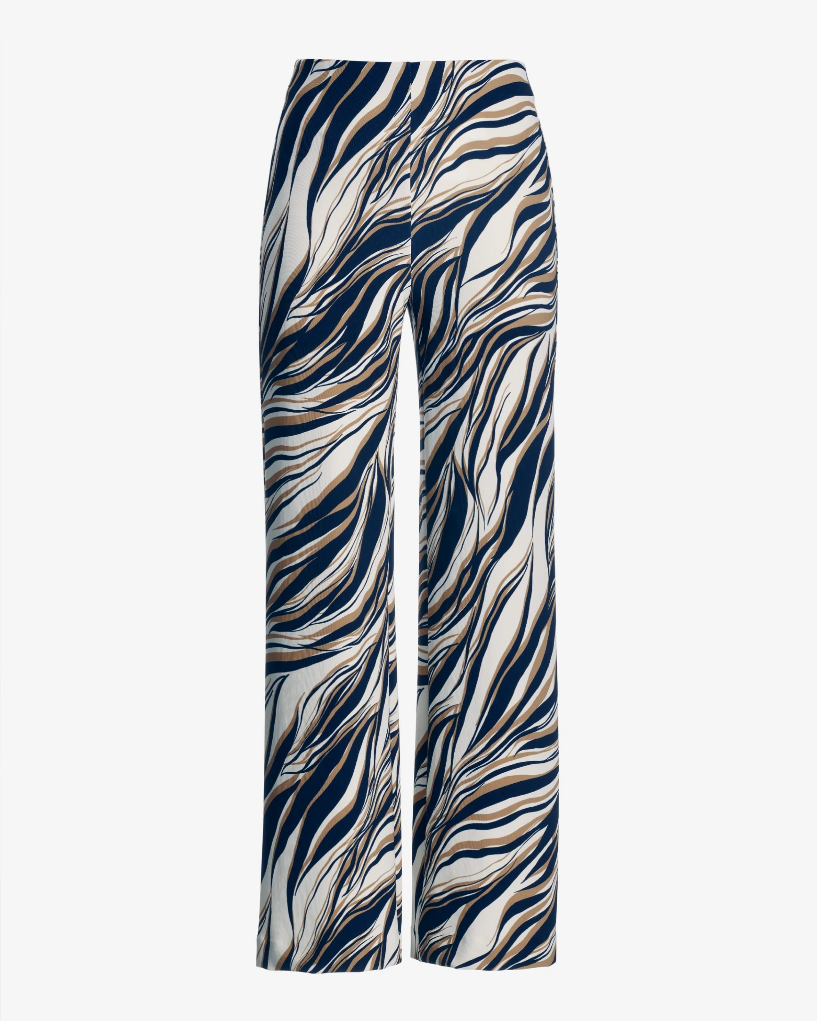 Beyond Travel Cape Town Zebra Print Palazzo Pant Maritime Navy/Camel - Futureuc