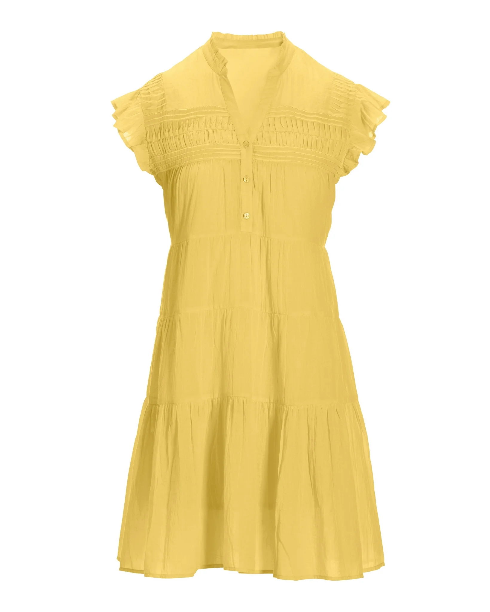 Tiered Shift Dress Lemon Drop - Futureuc