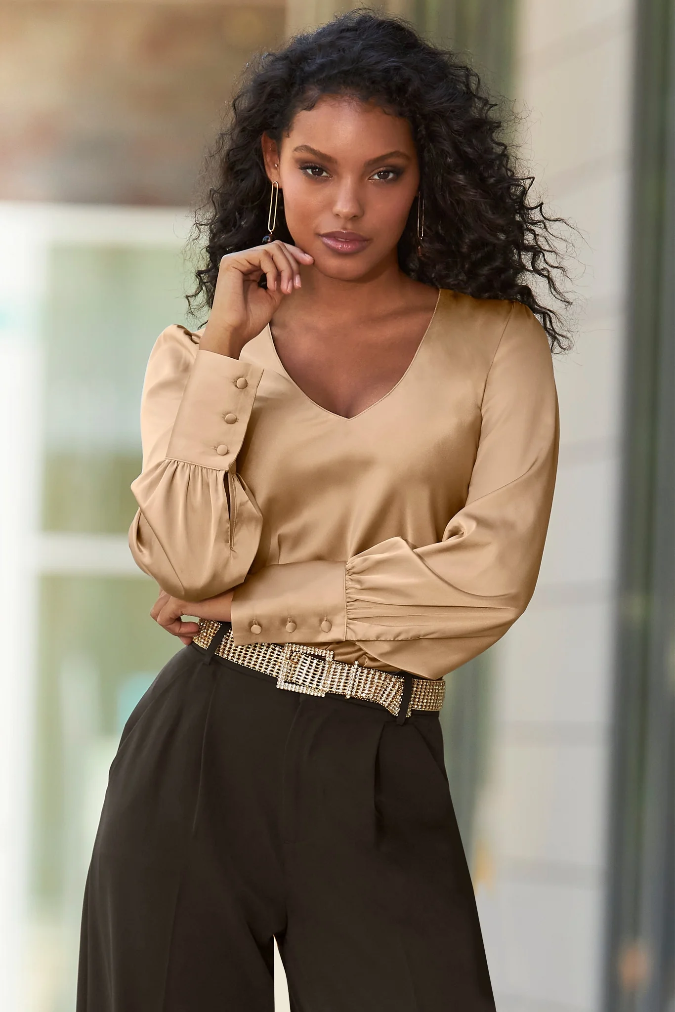 Chain Rhinestone Belt Gold - Futureuc