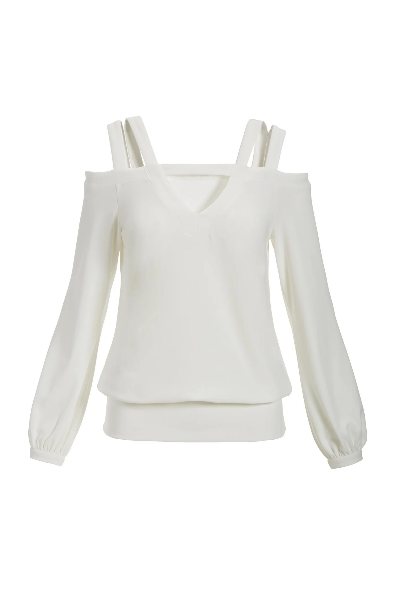 Beyond Travel Keyhole Strappy Cold Shoulder Top Ivory Coast - Futureuc