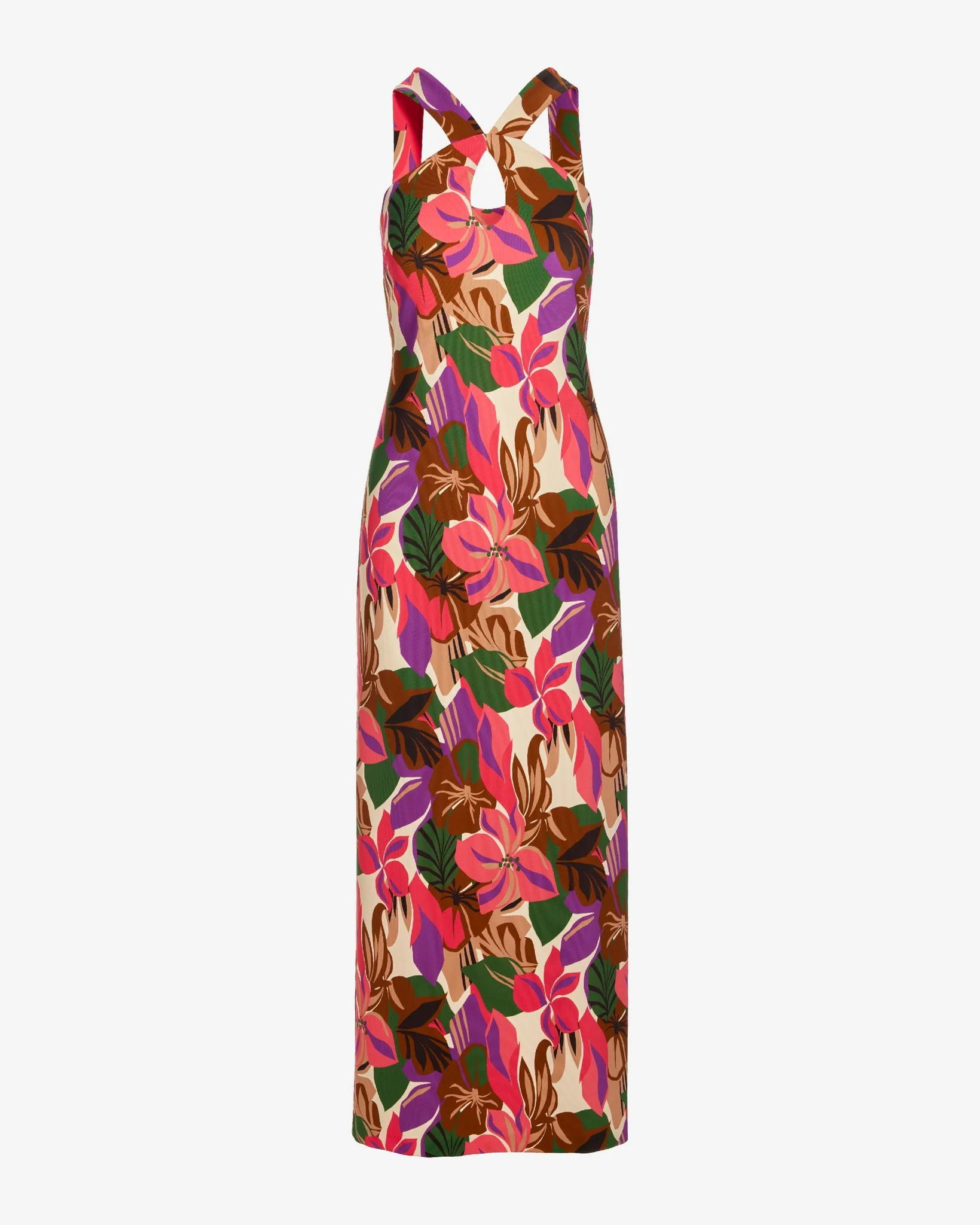 Beyond Travel Print Keyhole Maxi Dress Sheryl Safari - Futureuc