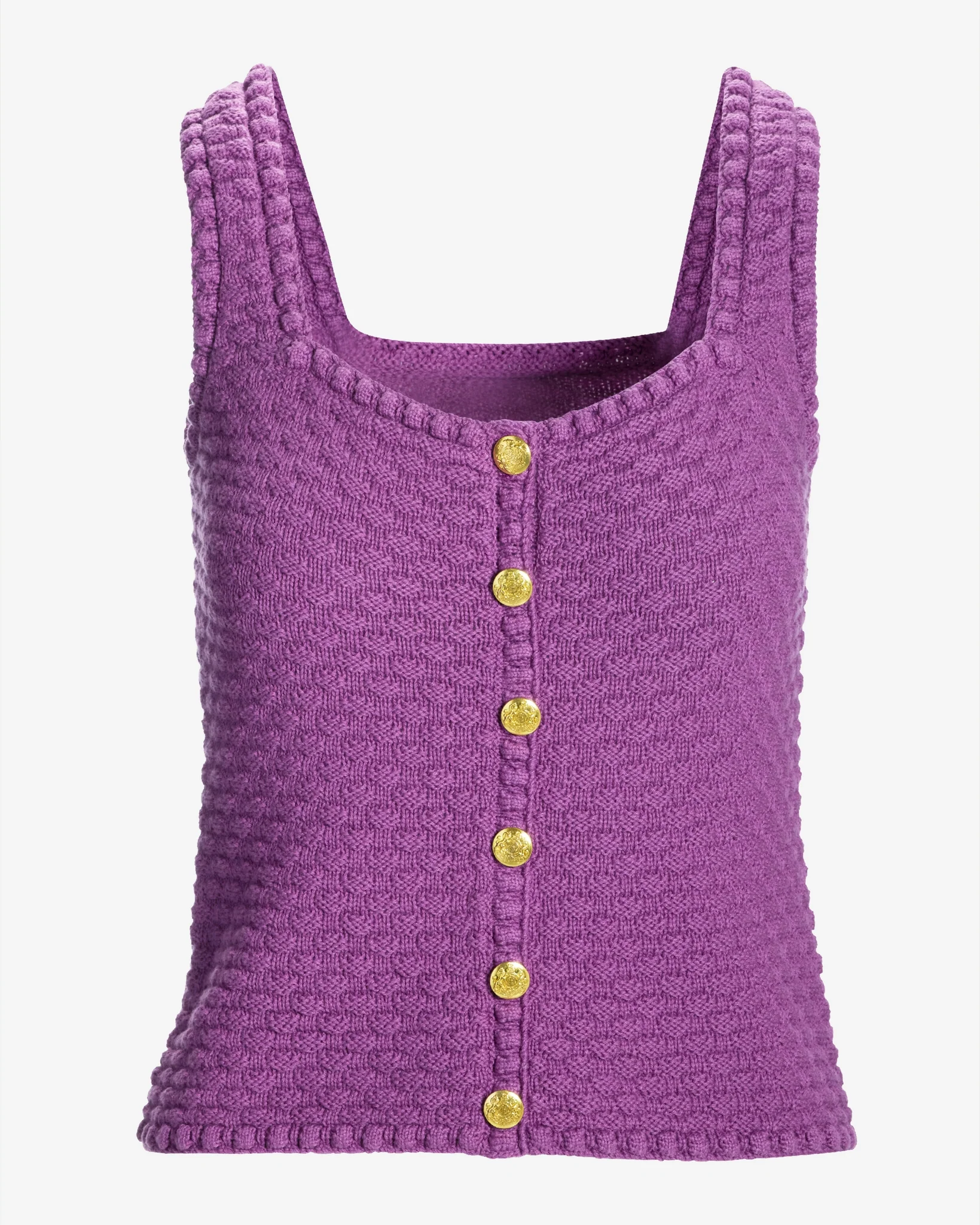 Button Detail Sweater Tank Amethyst Orchid - Futureuc