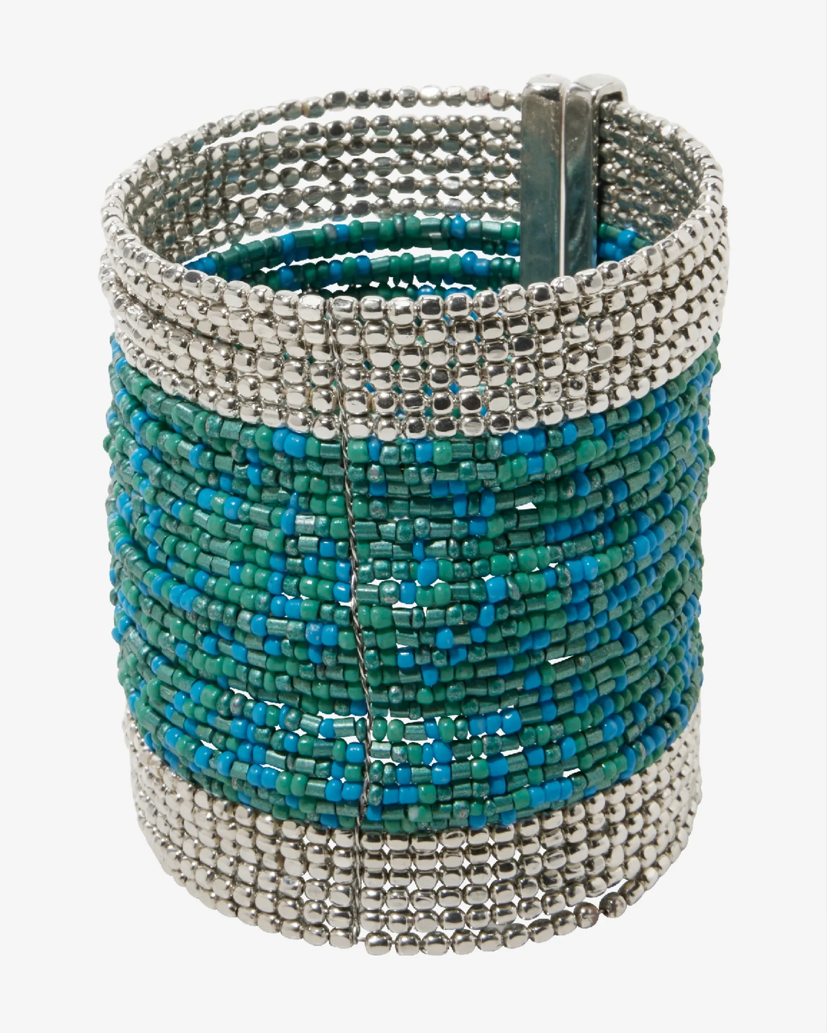Beaded Turquoise Cuff Silver/Turquoise - Futureuc