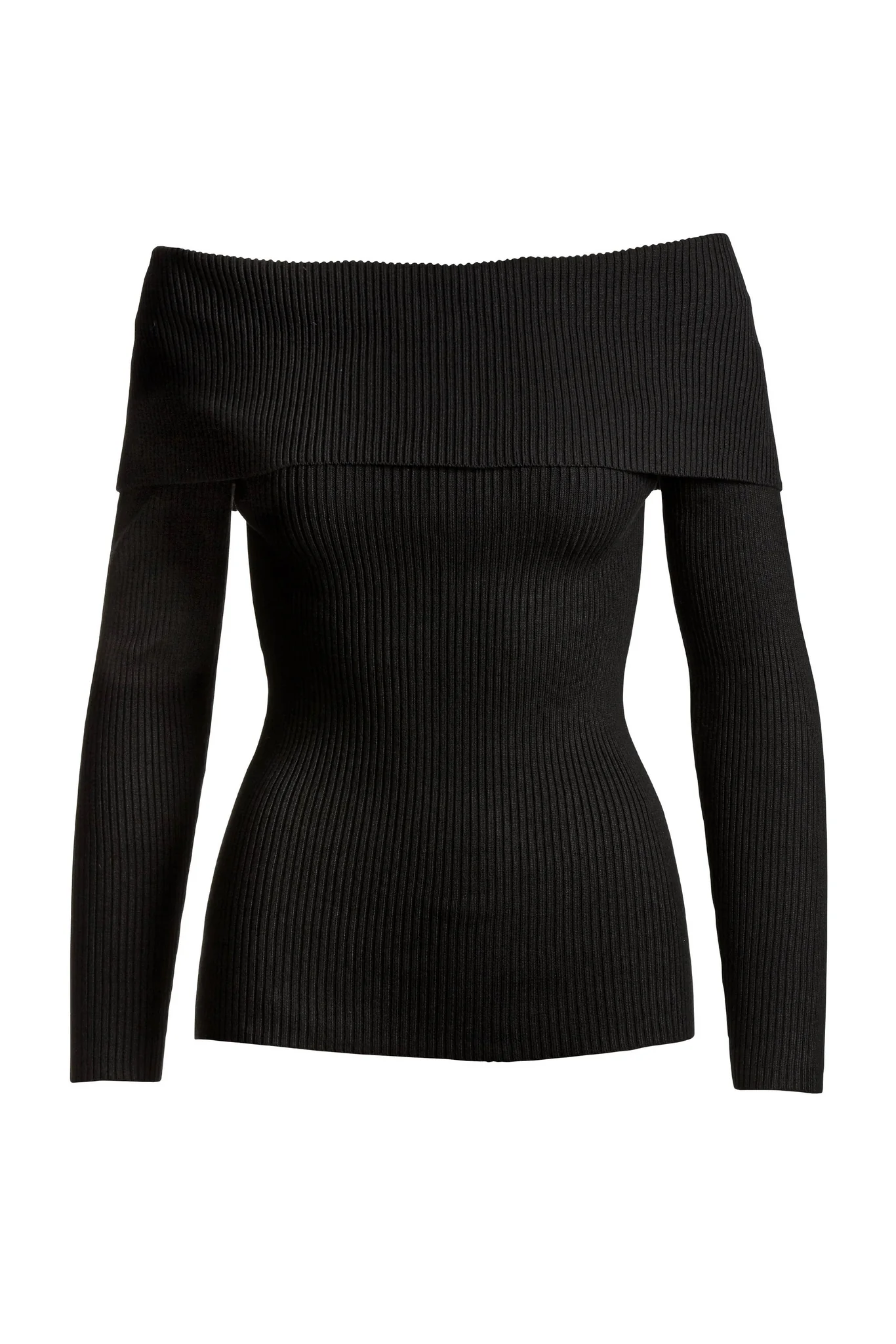 Beyond Basics Ribbed Off The Shoulder Sweater Proper Black - Futureuc