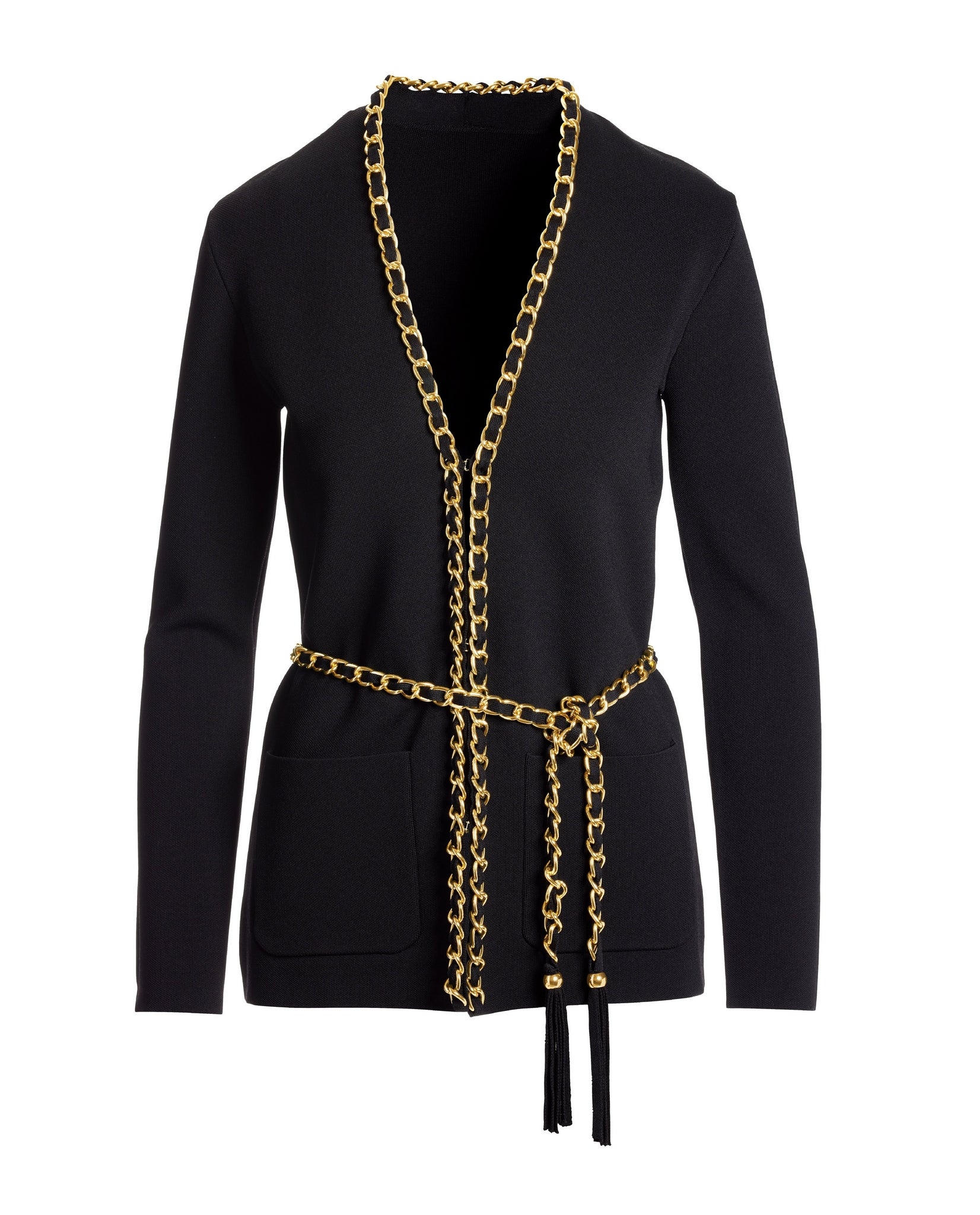 Chain Detail Cardigan Black/Gold - Futureuc