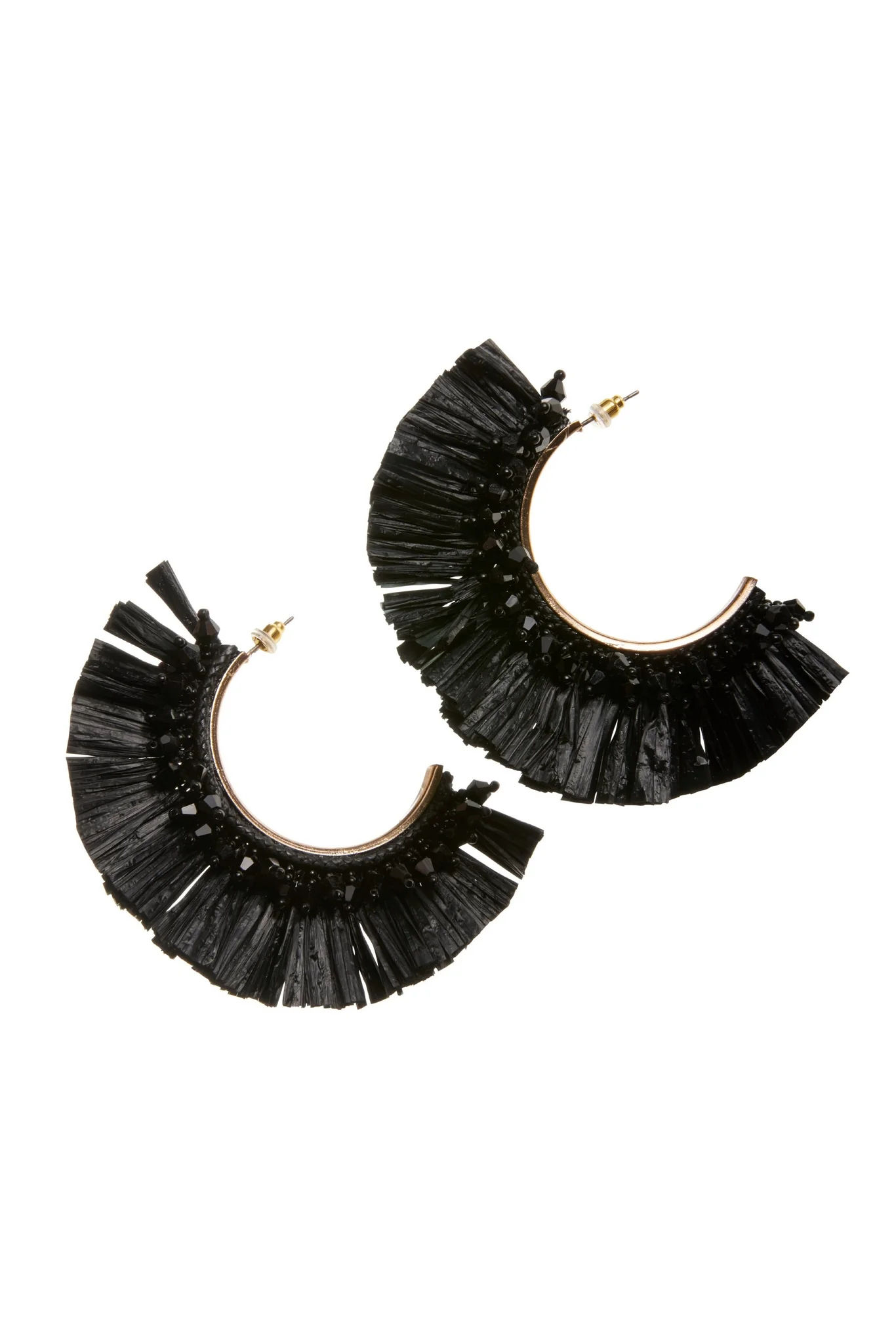 Beaded Raffia Earring Black - Futureuc