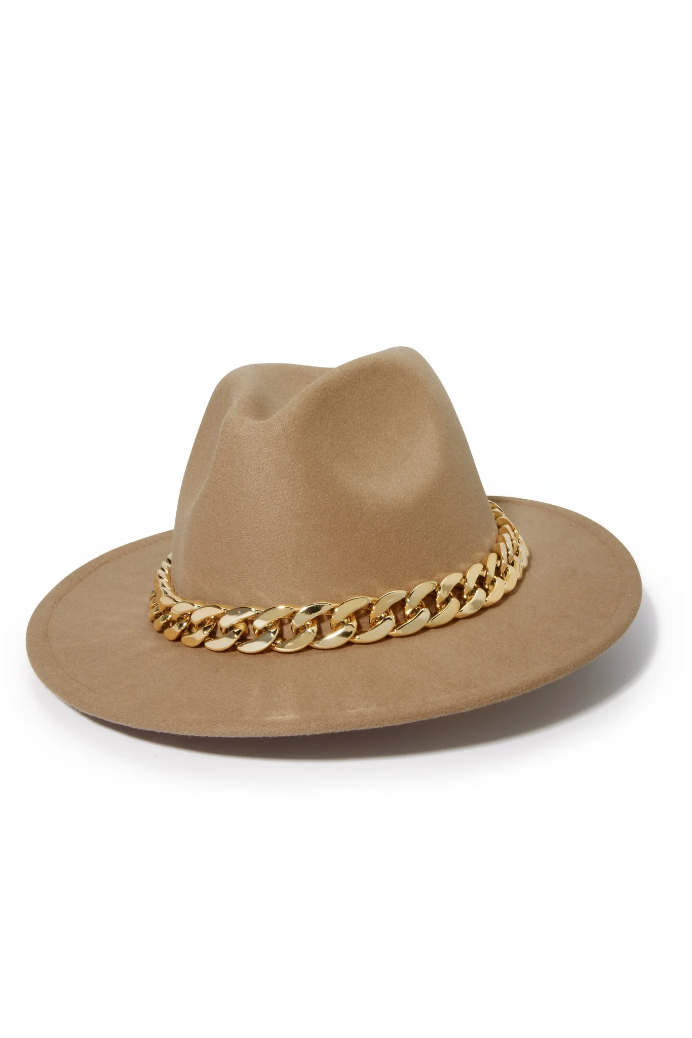 Chain Wide Brim Hat Camel - Futureuc