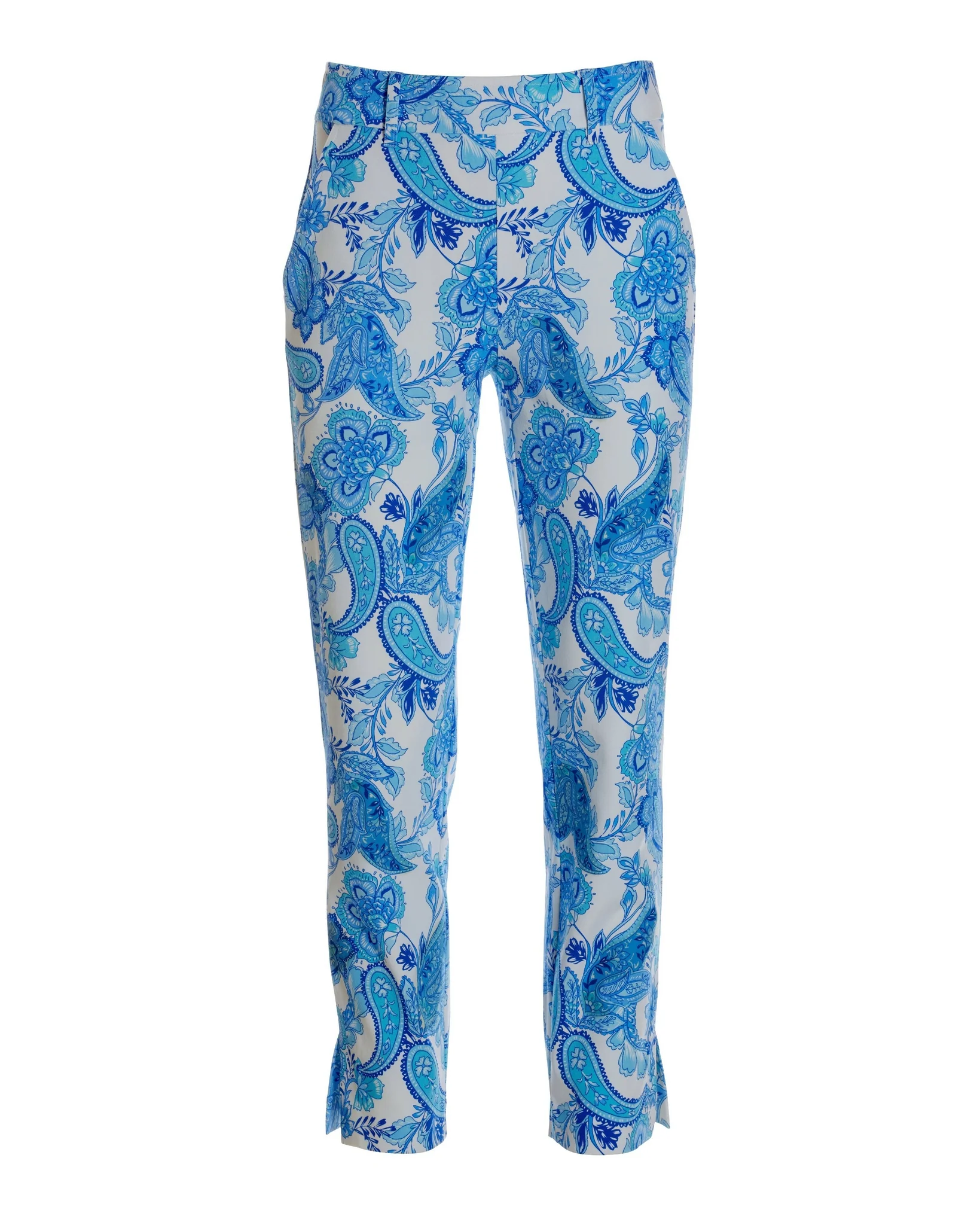Blue Wave Paisley Twill Pull-On Cropped Pant Blue - Futureuc