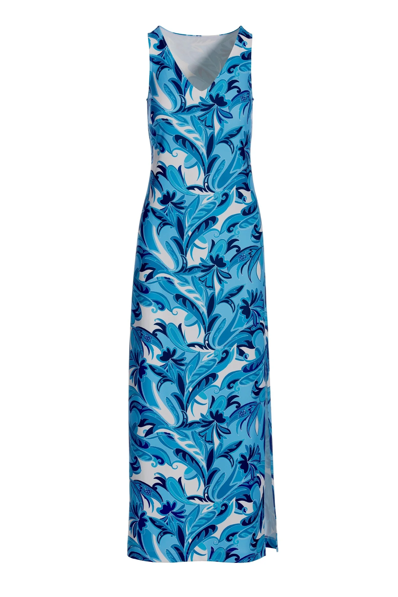 Beyond Travel Islamorada V Neck Maxi Dress Blue Multi - Futureuc