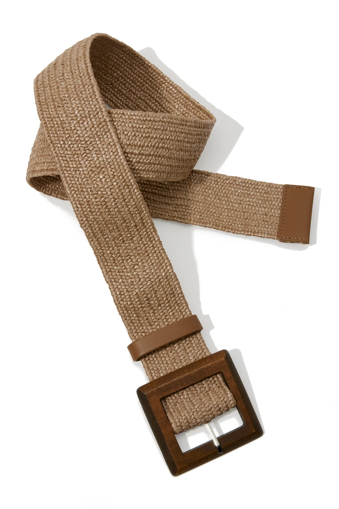 Wood Buckle Stretch Belt Tan - Futureuc