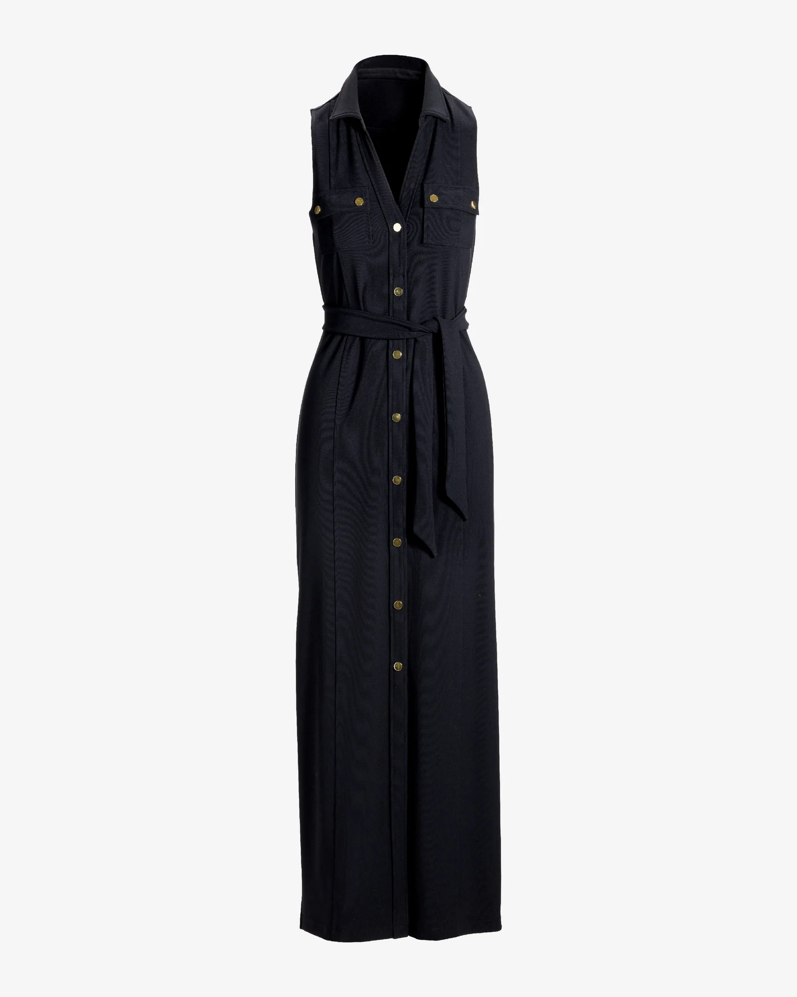Beyond Travel Belted Maxi Dress Jet Black - Futureuc