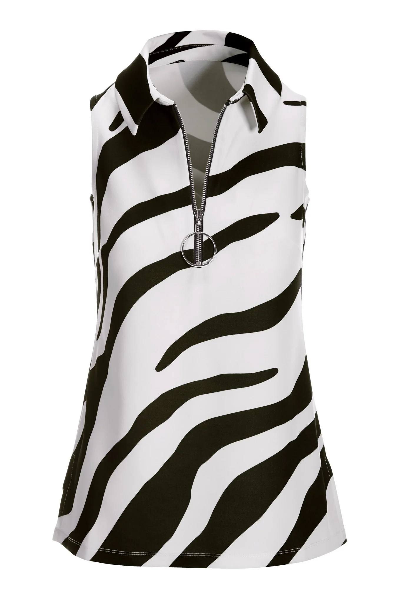 Zebra Collared Zip Top Black/White - Futureuc