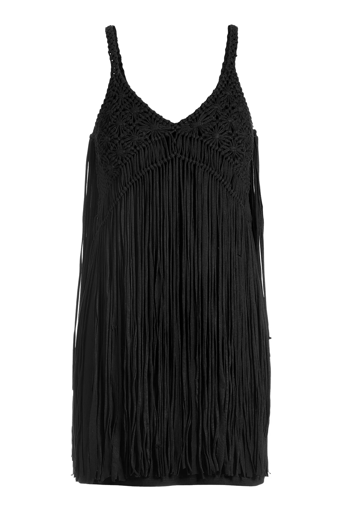 Boho Fringe Short Dress Black - Futureuc