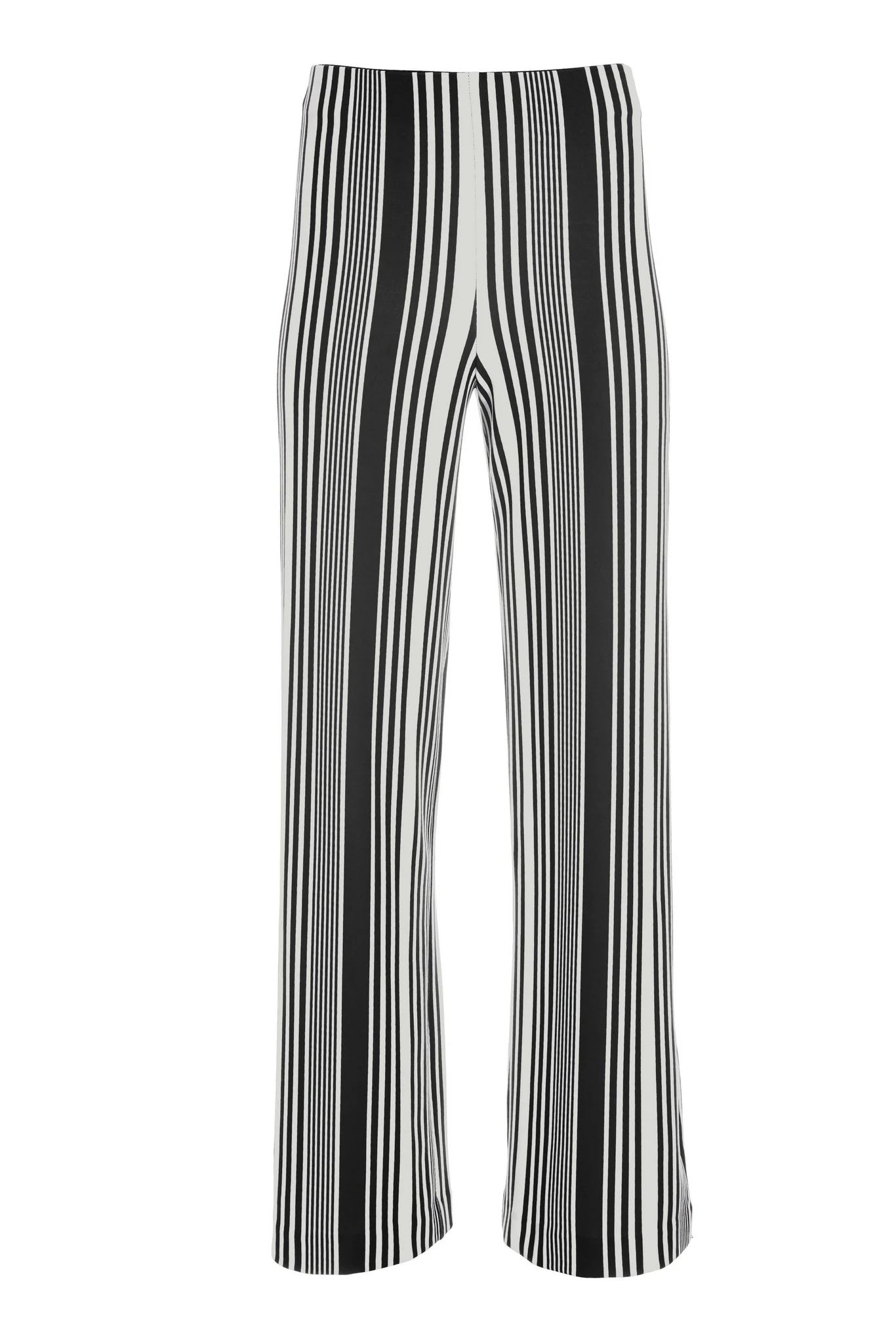 Beyond Travel Assorted Stripe High Rise Palazzo Pant Jet Black/Ivory Coast - Futureuc