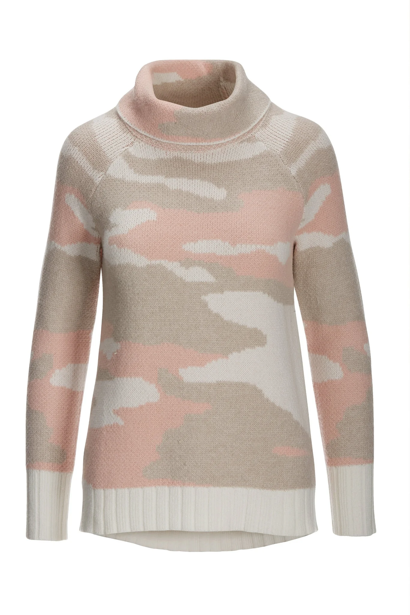 Camo Jacquard Tunic Sweater Blush Multi - Futureuc