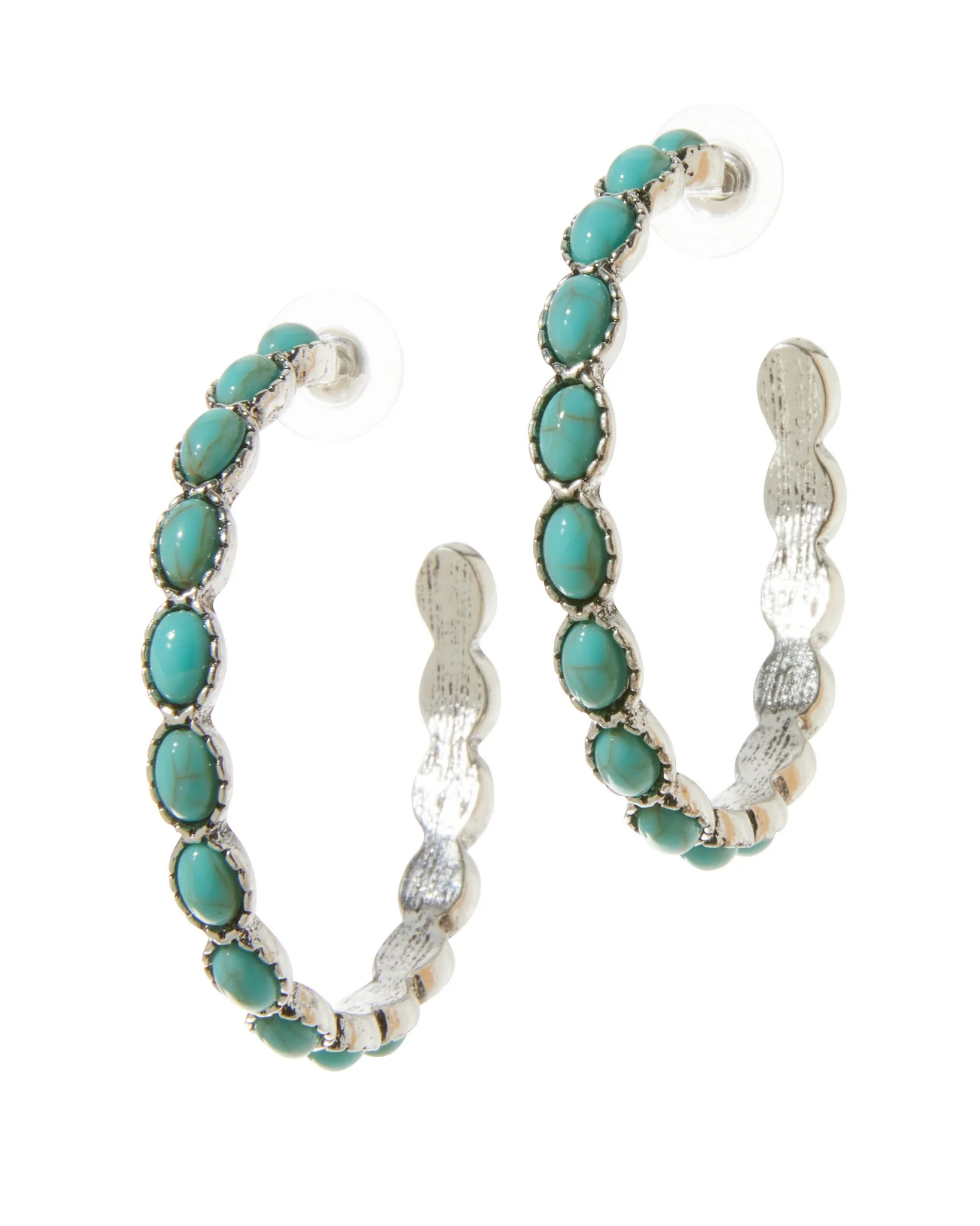 Turquoise Hoop Earrings Blue/Silver - Futureuc