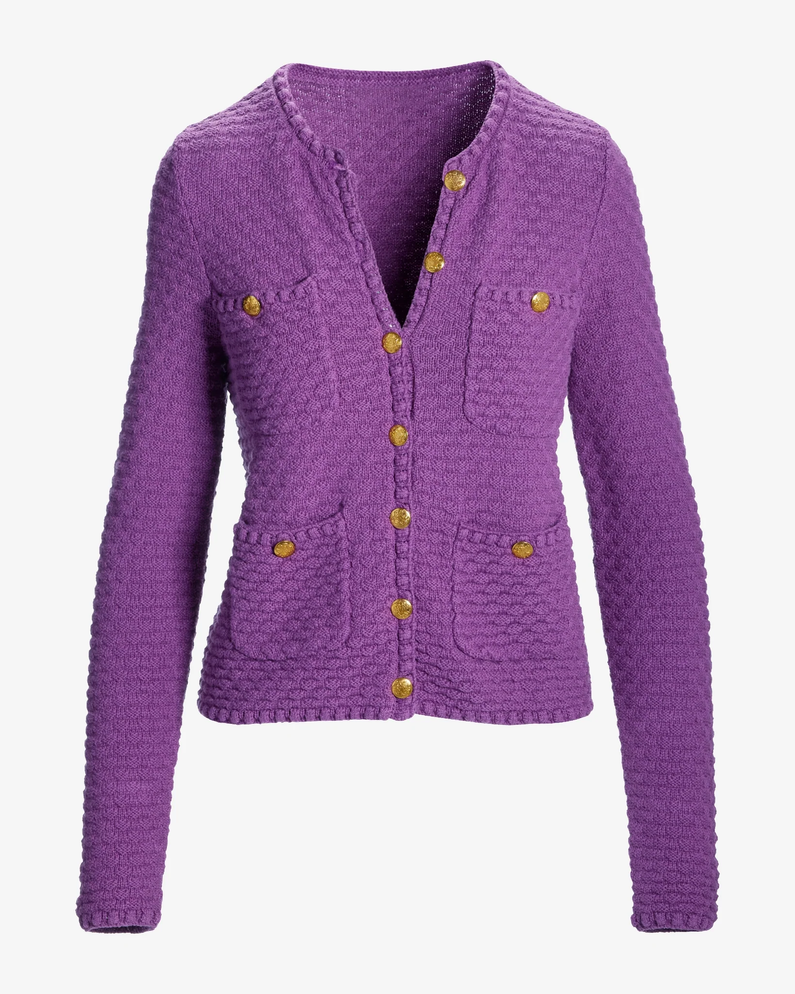 Button Detail Pocket Sweater Cardigan Amethyst Orchid - Futureuc