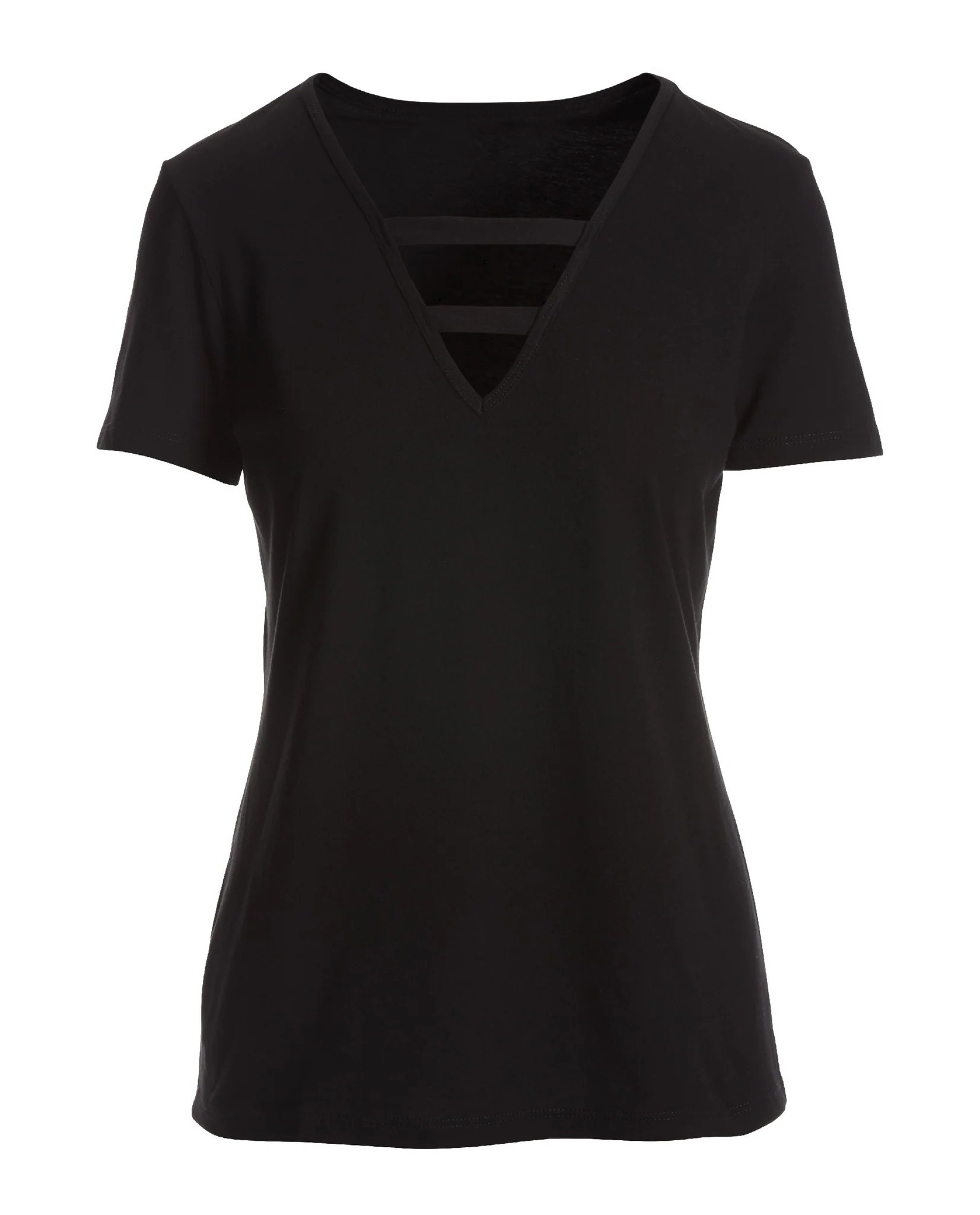V Neck Bar Strappy Tee Black - Futureuc