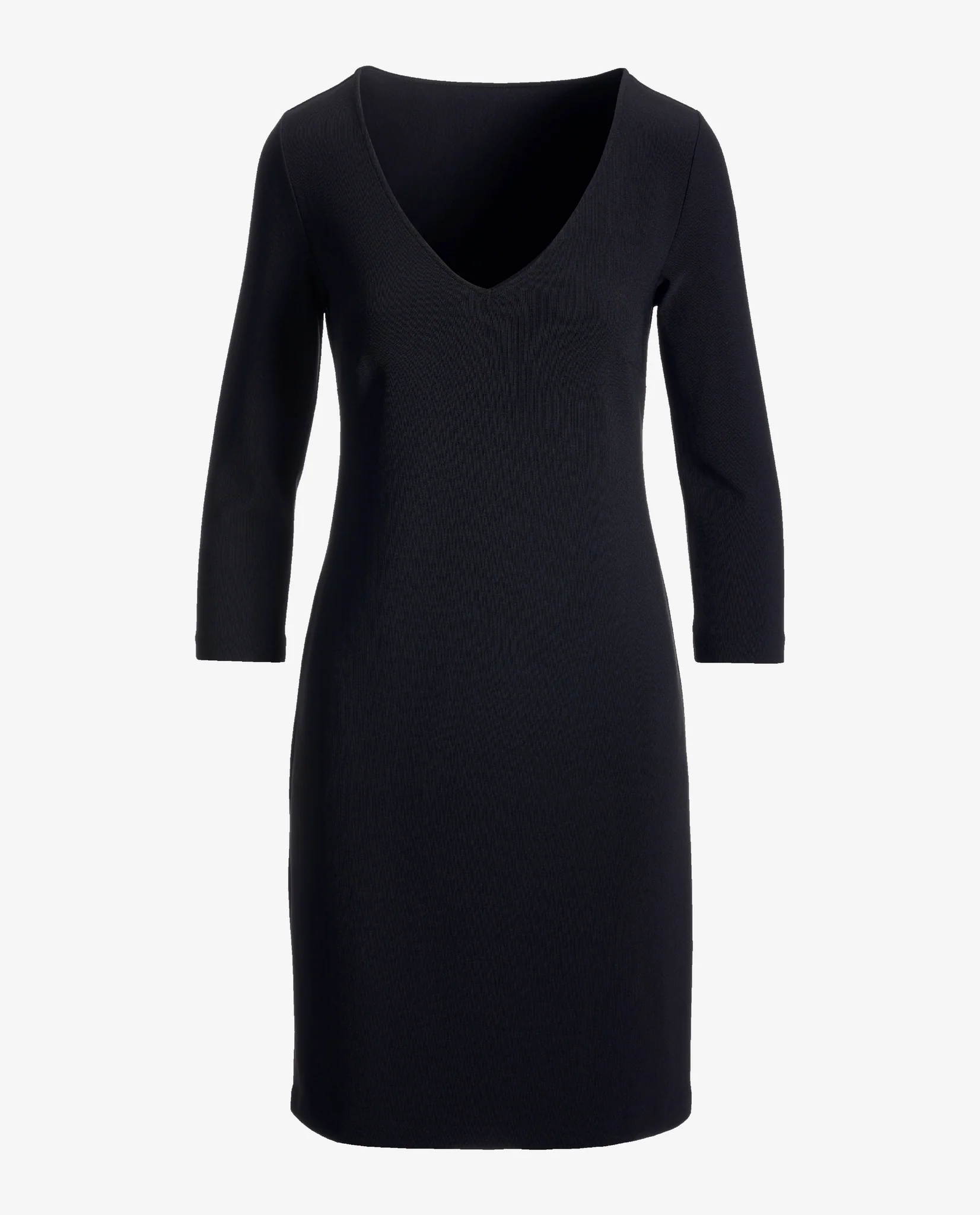 Beyond Travel Three-Quarter Sleeve V Neck Dress Jet Black - Futureuc