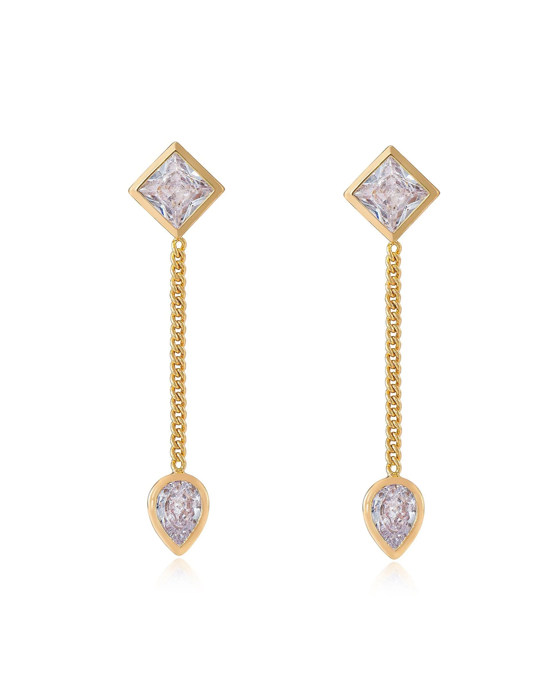 Bezel Crystal Shapes Drop Earrings - Futureuc