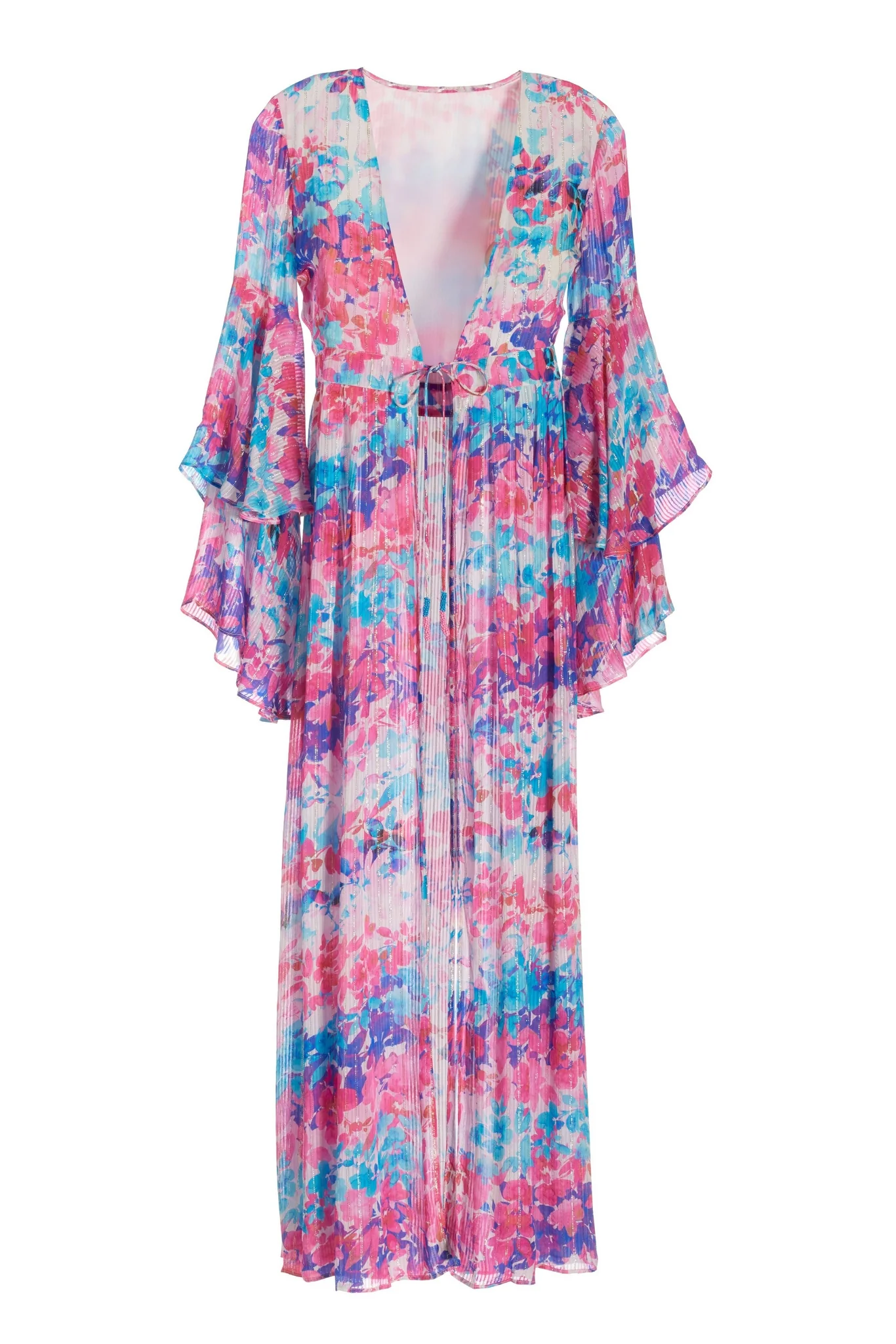 Watercolor Garden Print Shimmer Duster Multi - Futureuc