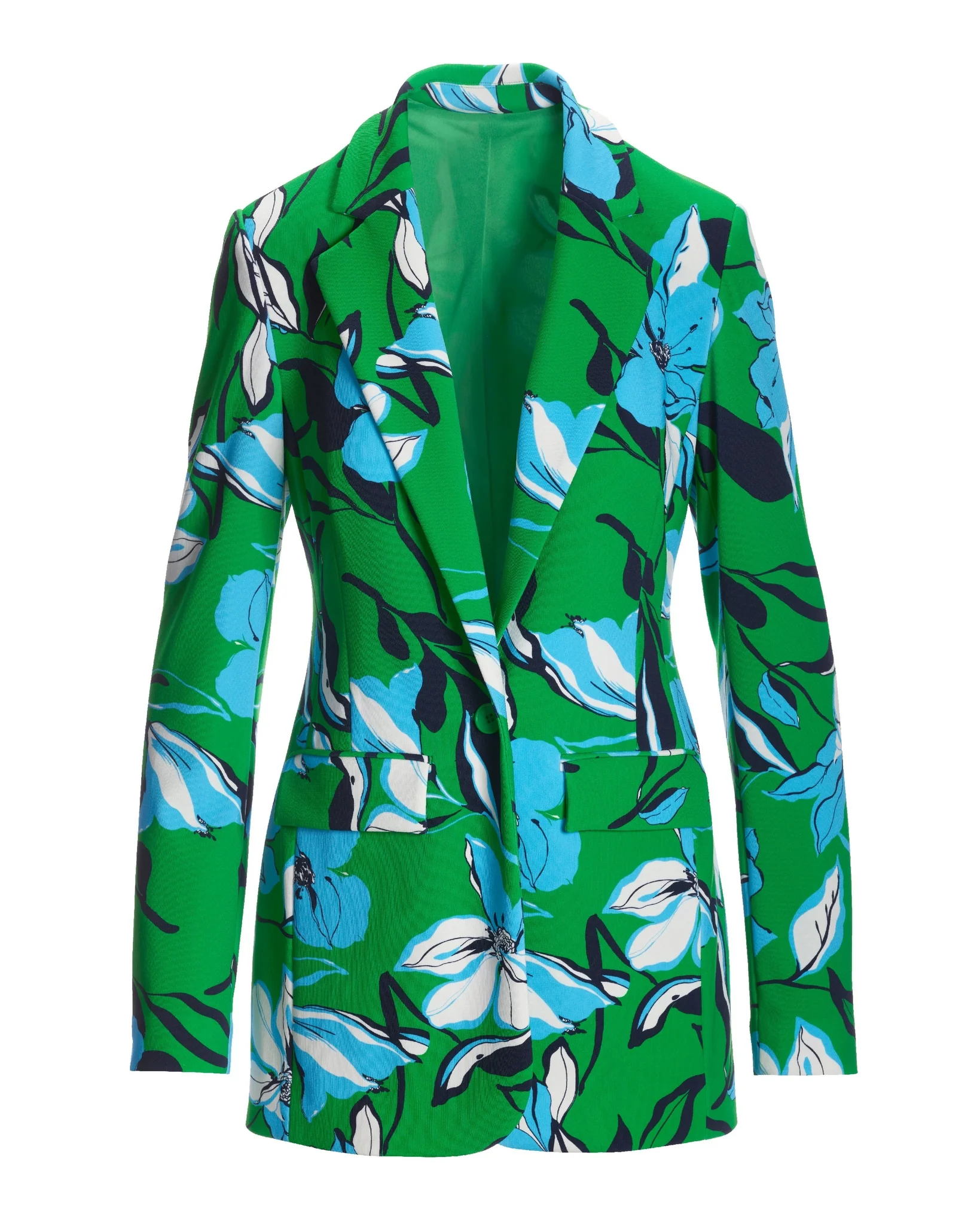 Beyond Travel Summer Lilies Green Print Classic Boyfriend Blazer Fern Green/Maritime Navy - Futureuc