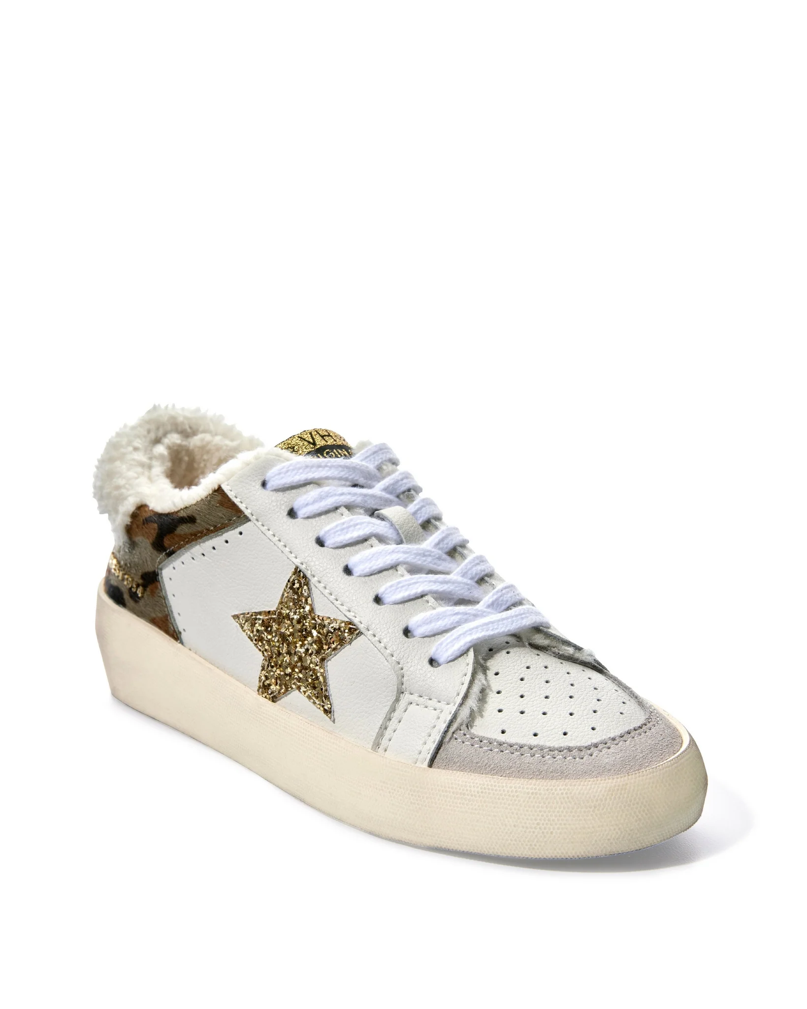 Camo And Faux Fur Sneaker White Multi - Futureuc