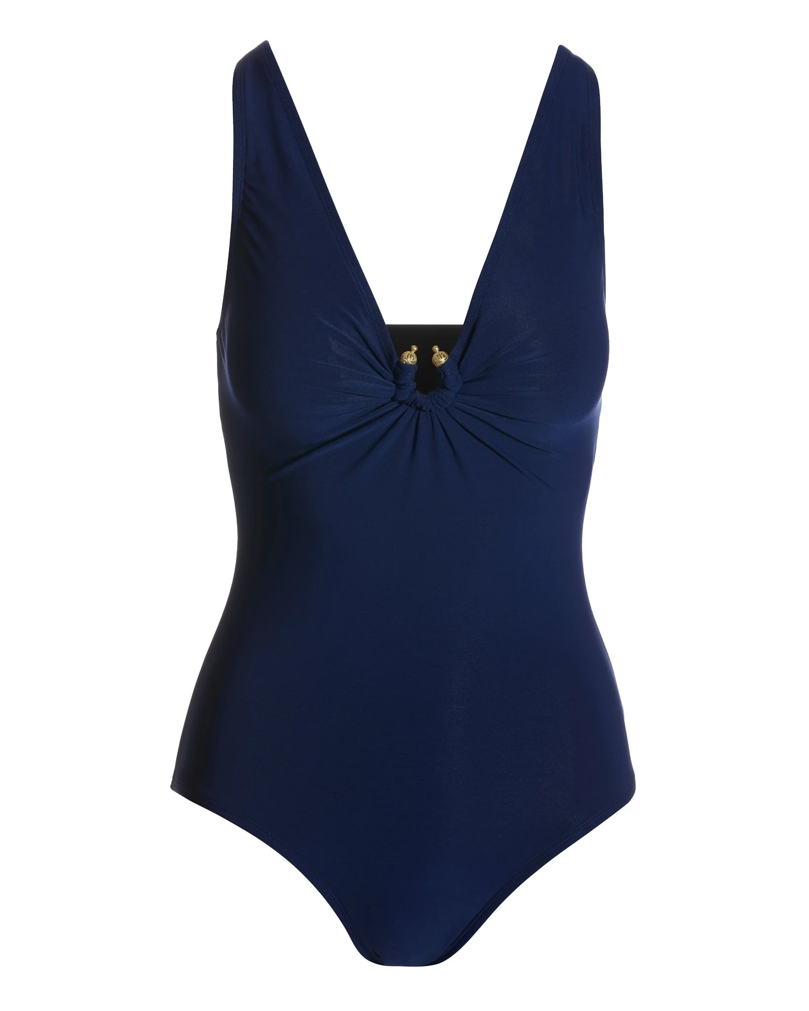V-Neck Hardware One-Piece Swimsuit Navy - Futureuc